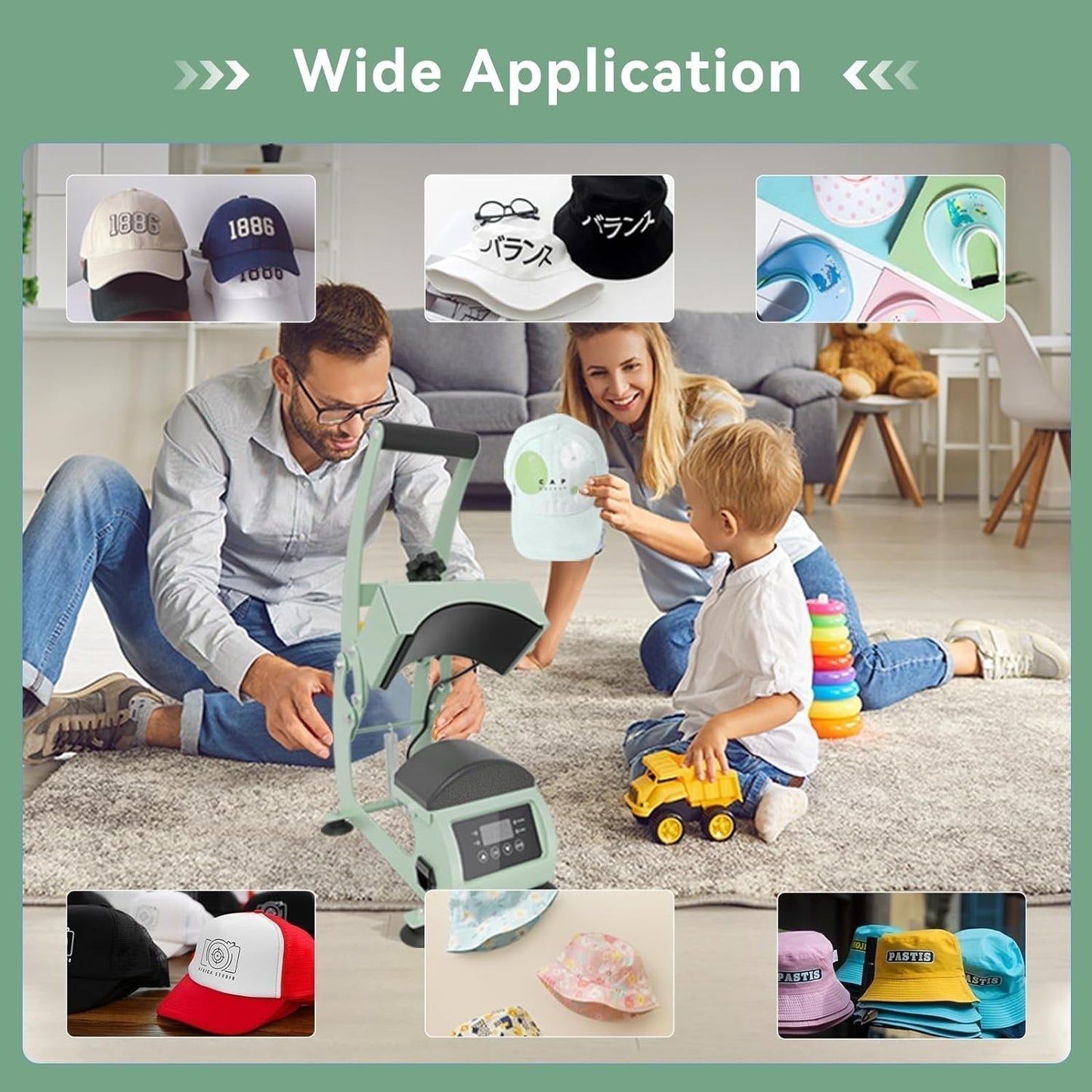 Hat Heat Press Machine - 3.5X5.5 Inch Cap Sublimation Transfer Press with Digital LCD Timer & Temperature Control, Curved Element Clamshell Design Transfer Printing Machine for Caps