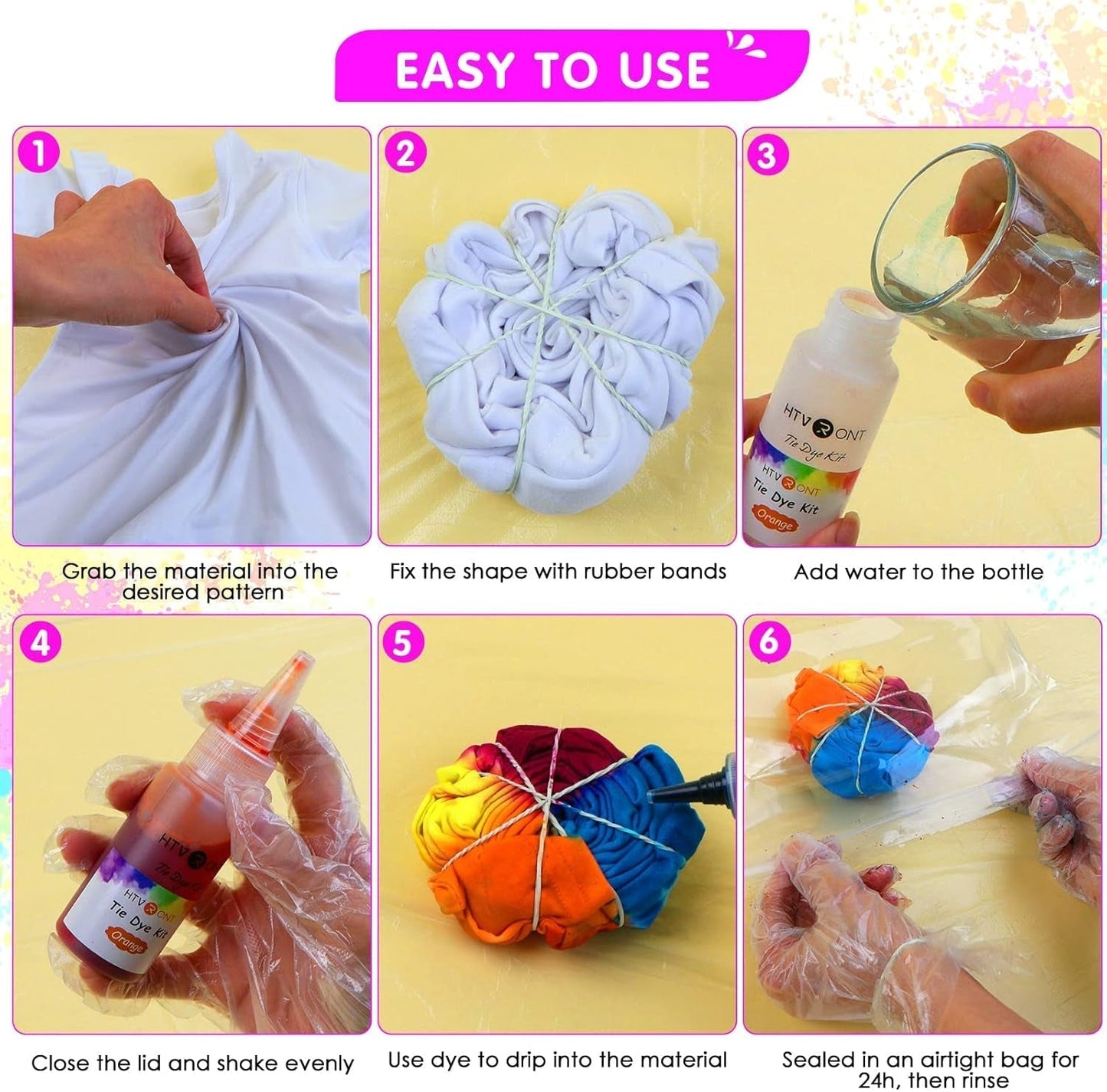 Tie Dye Kit - 32 Vibrant Colors Pre-Filled Bottles Tyedyedye Kit, Permanent Non-Toxic for Large Groups Kids Adults,Tye Fabric Textile Handmade Party(Just Add Water)
