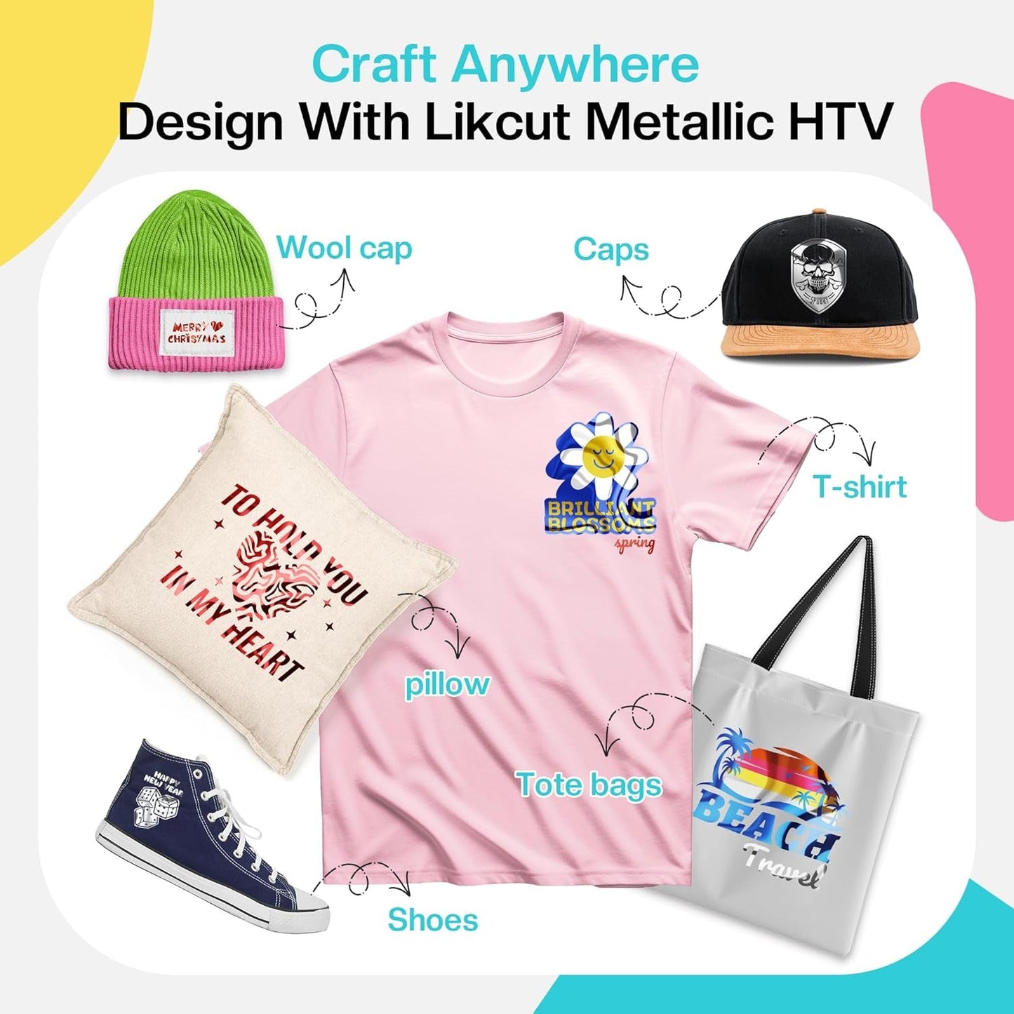 Likcut Metallic Pink Heat Transfer Vinyl for T-Shirts 12" X 6Ft Iron on Vinyl Roll Compatible with All Cutter Machine, HTV Heat Press Vinyl-Easy to Cut & Weed for Fabric Design