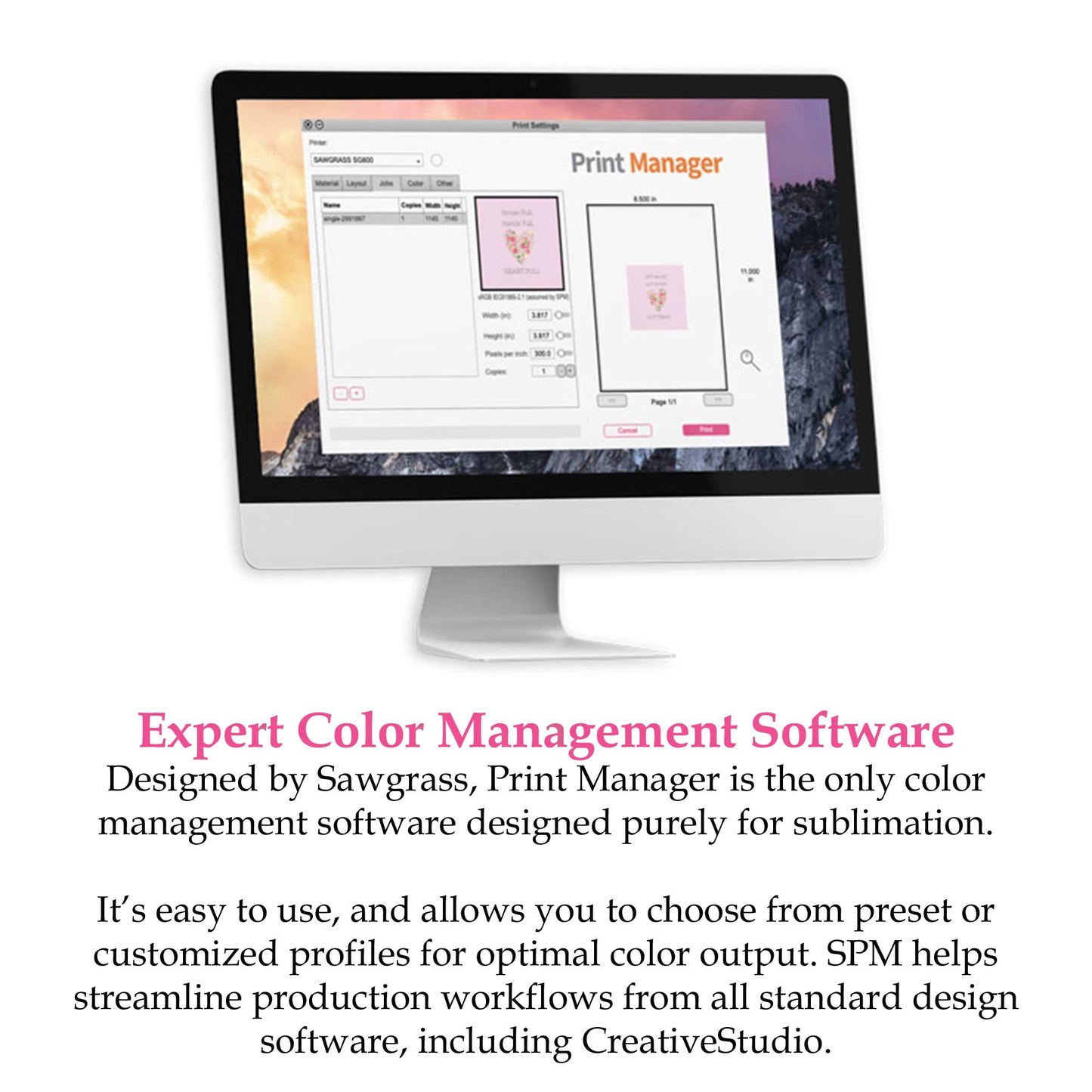 Sawgrass SG1000 Sublimation Printer with SubliJet UHD Extended Cartridge Bundle for Dye Sublimation. Includes Samples, Bypass Tray, Heat Tape, Dispenser, Beginners Guide, & Paper.