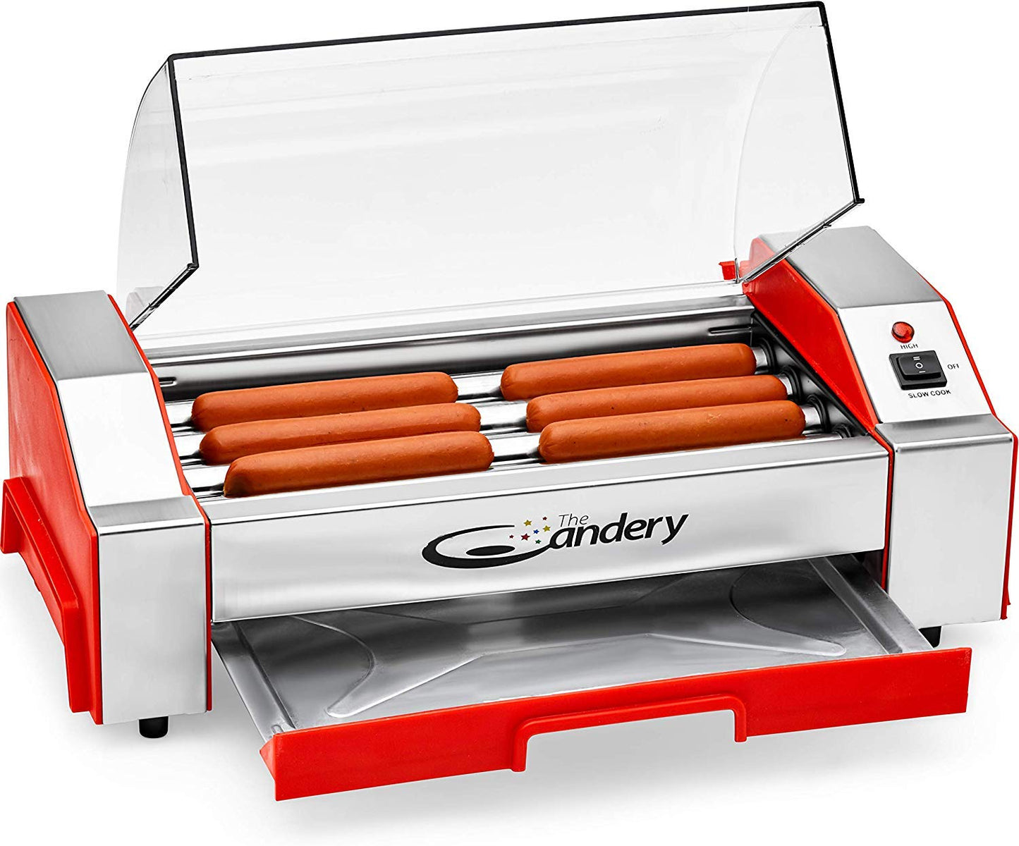 The Candery Upgraded Hot Dog Roller - Sausage Grill Cooker Machine - 6 Hot Dog Capacity - Household Hot Dog Machine Upgraded Plastic Cover
