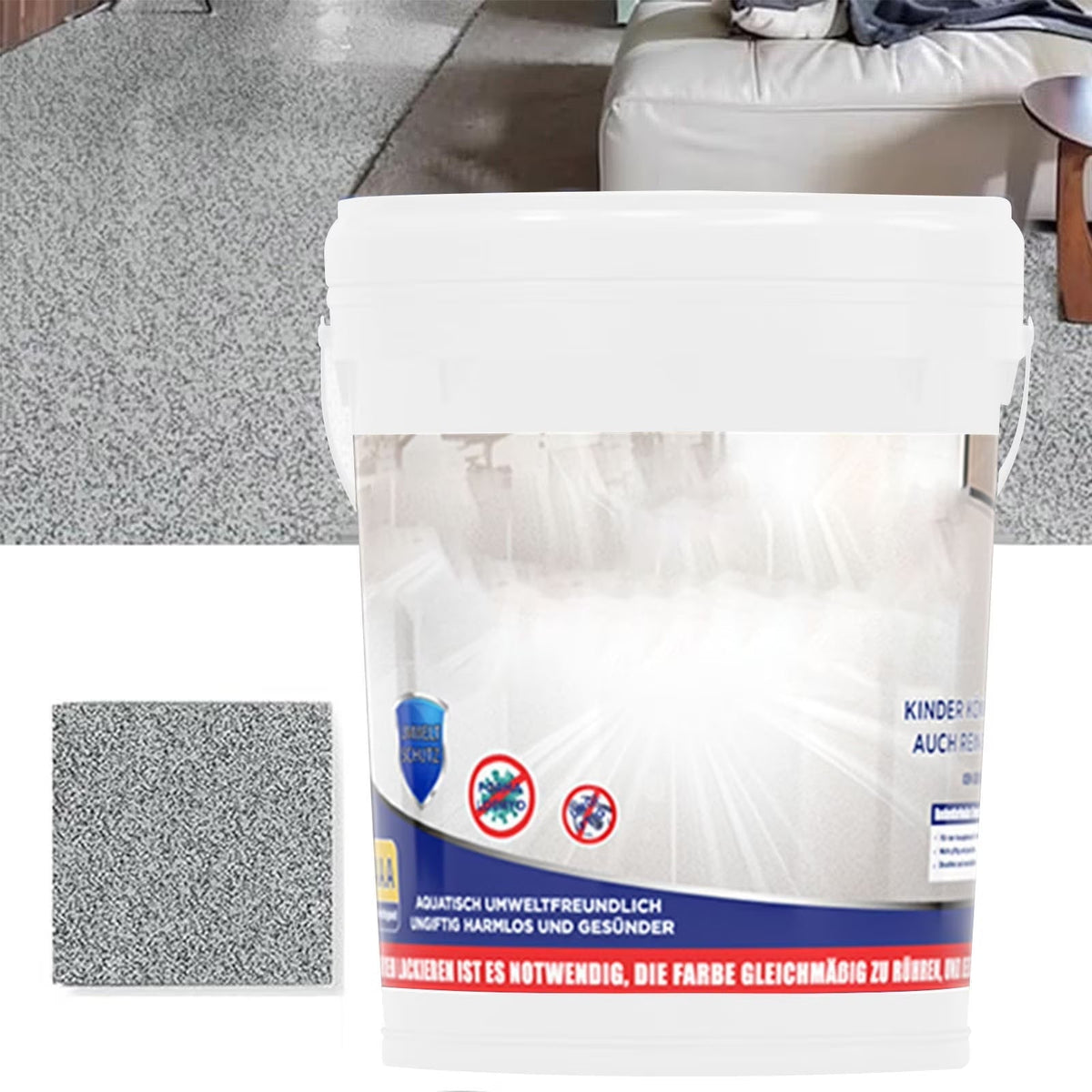 High Gloss Epoxy Floor Coating, 500Ml Waterproof Resin for Indoor Outdoor, Non-Slip Wear-Resistant Paint for Concrete Tile, Durable Clear Finish for Garage Patio Basement