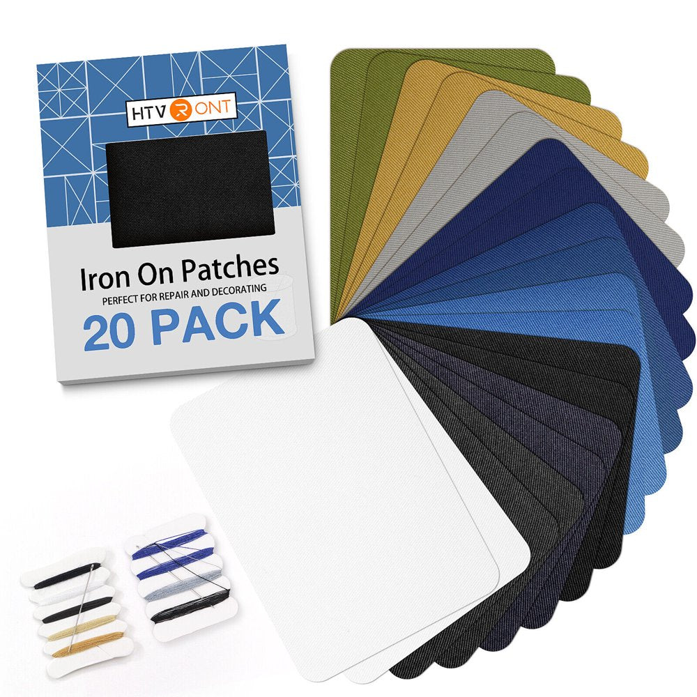 DIY 20 Pieces 3.7" by 4.9" with 9 Classic Colors Multi-Color Value Pack Fabric Iron-On Patches and Other Items