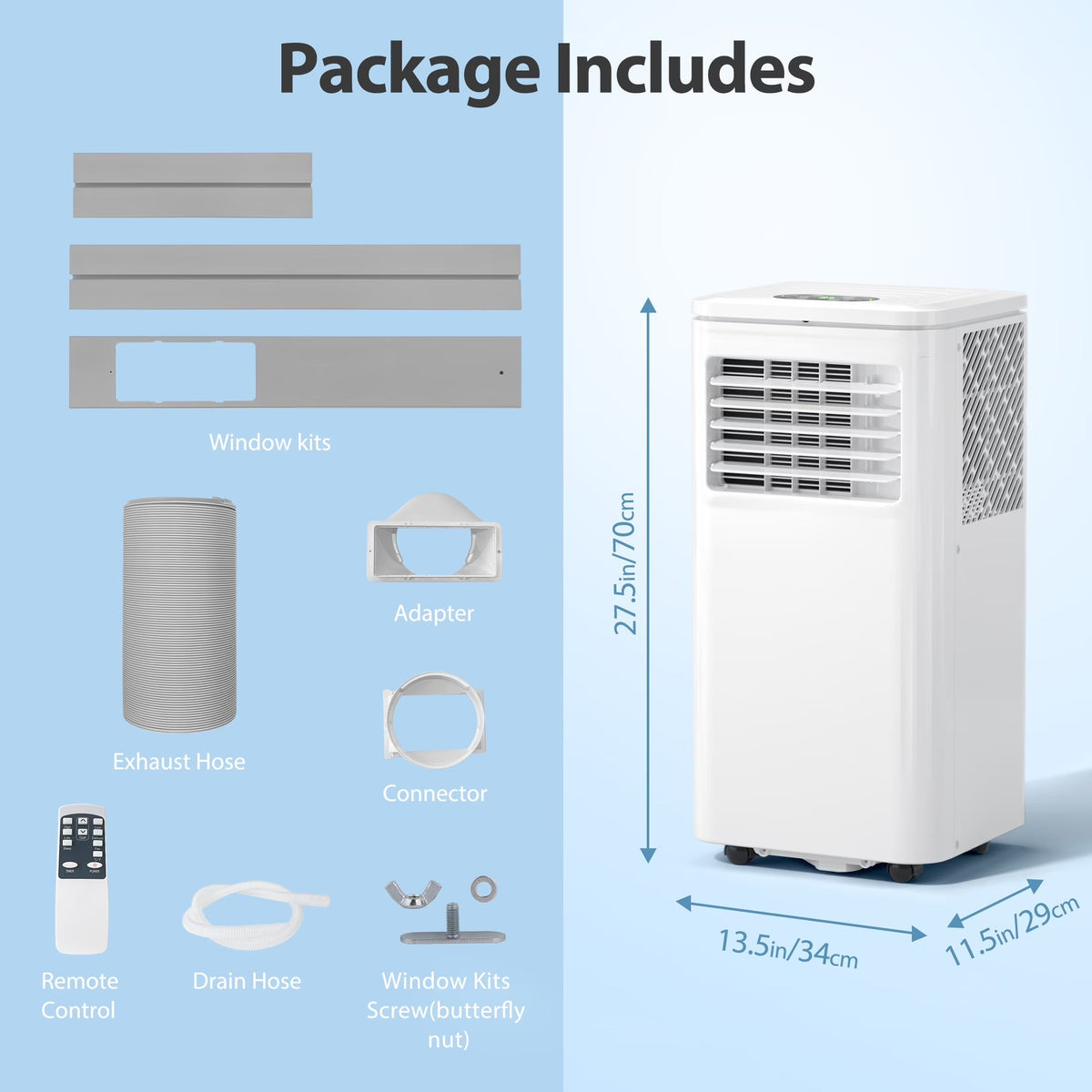 Portable Air Conditioner 10000BTU Ashrae ( 6000BTU) Indoor Room AC Unit Dehumidifier Window Kit Remote Control Easy&Efficient Bedroom