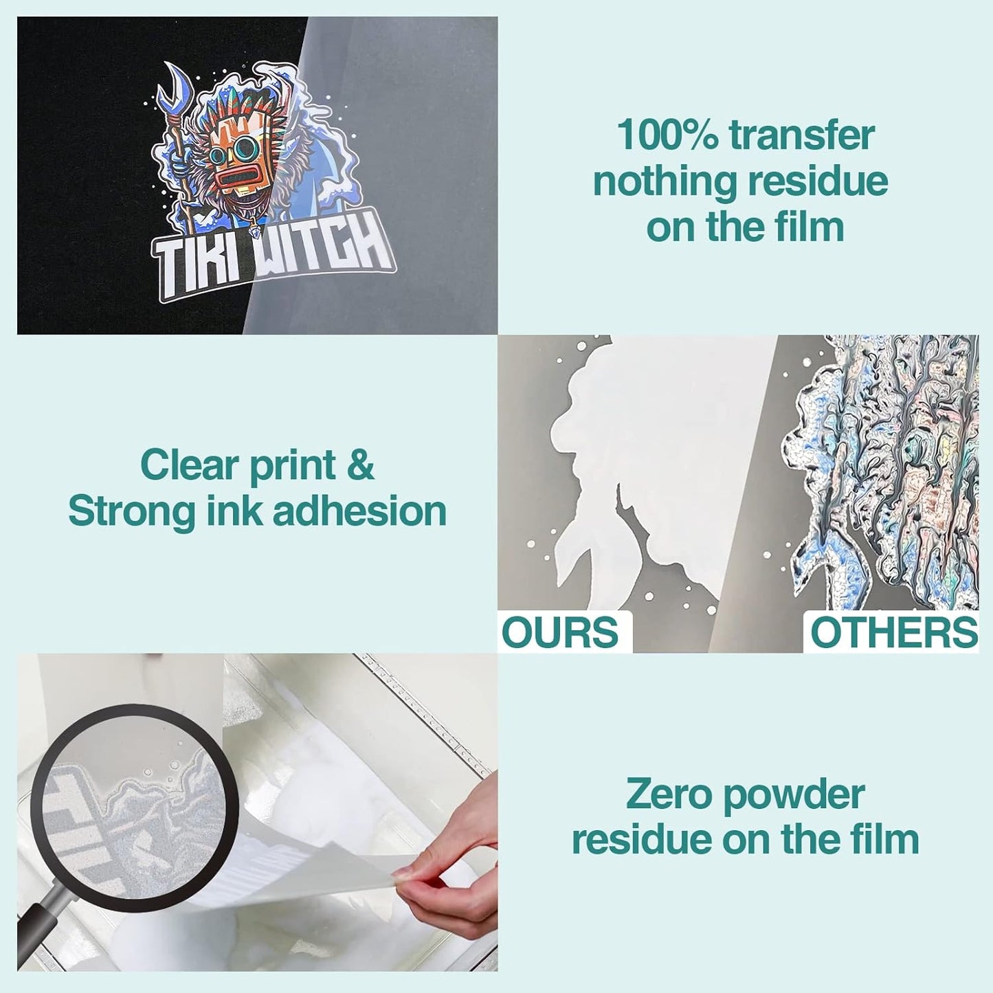 KASYU DTF Transfer Film with 2 Pcs Smart Printing Pads for All Sublimation and DTF Printers, 100 Sheets 8.5X11 Inch DTF Paper for All Color Fabric | DTF Film with Smart Printing Pad for Sublimation Hack All Fabrics