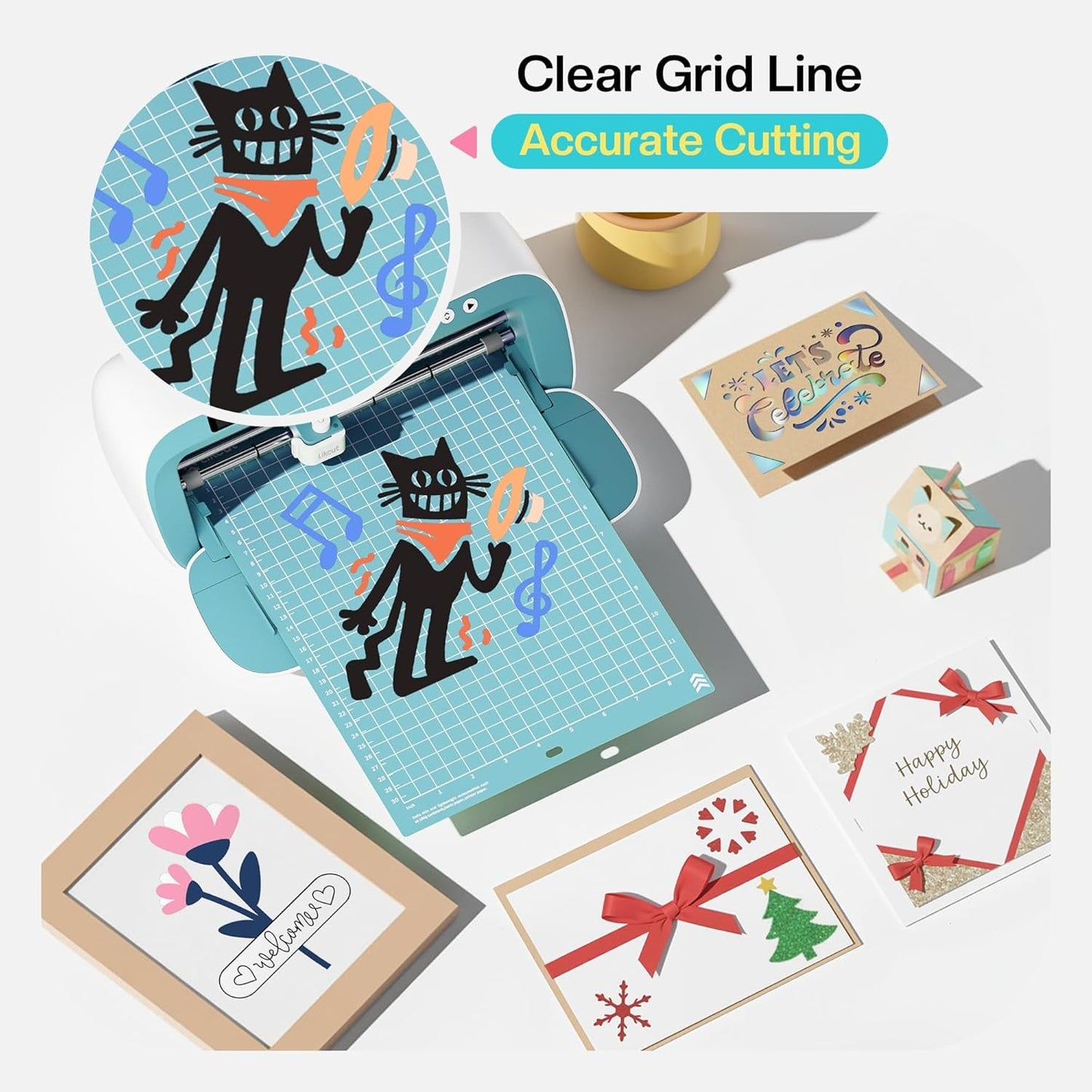 Cutting Mat for S41 Vinyl Cutter - 8.5" X 12" Lightgrip Cutting Mats Compatible with Cricut Joy Xtra, 3 Pack Vinyl Mat for Craft DIY with Precision Grid for DIY Paper, Stickers & Cardstock
