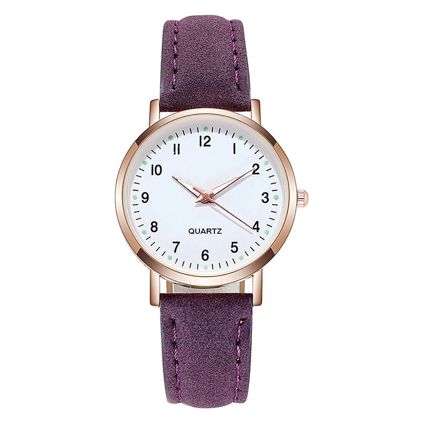 Leather Band Watches for Women, Classic with Luminouse Easy Read Dial, Vintage Small Face round Watches, Birthday Gift for Ladies (Purple)