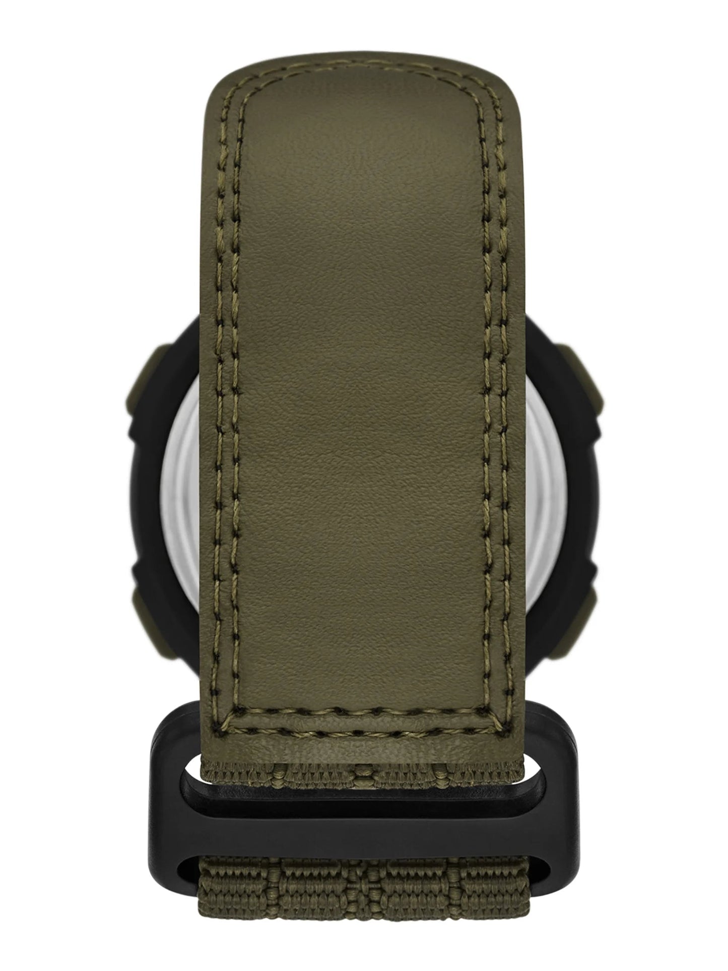 Men'S Digital Watch: Black round Case, Green Bezel, Positive Display, Green Fast-Fit Strap (FMDOGE055)