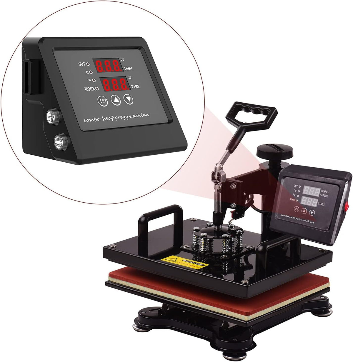 Controller,Multi-Functional Heat Press Machine Control Box Digital Box LED Controller for T-Shirts/Plate/Cap/Mug Swing Away Heat Transfer Sublimation Print Machine, 110V