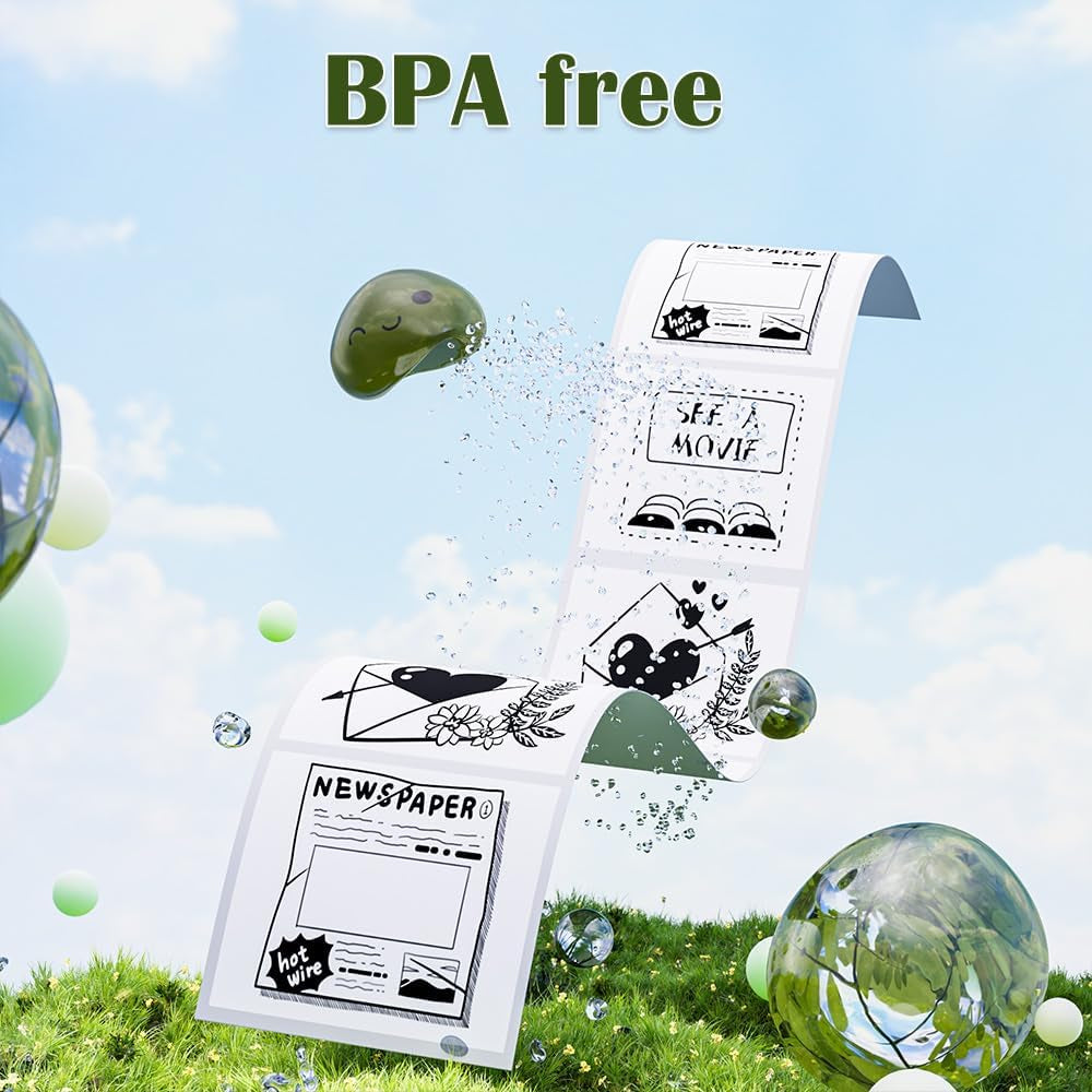 Phomemo Labels for M110 M120 M221 M200 M220 M150 M250 M260 M108 M100 Label Printer, Thermal Paper for Small Business, Barcode, Address, Clothing, Black on White 1.97"X3.15"(50X80Mm) 100Label/Roll