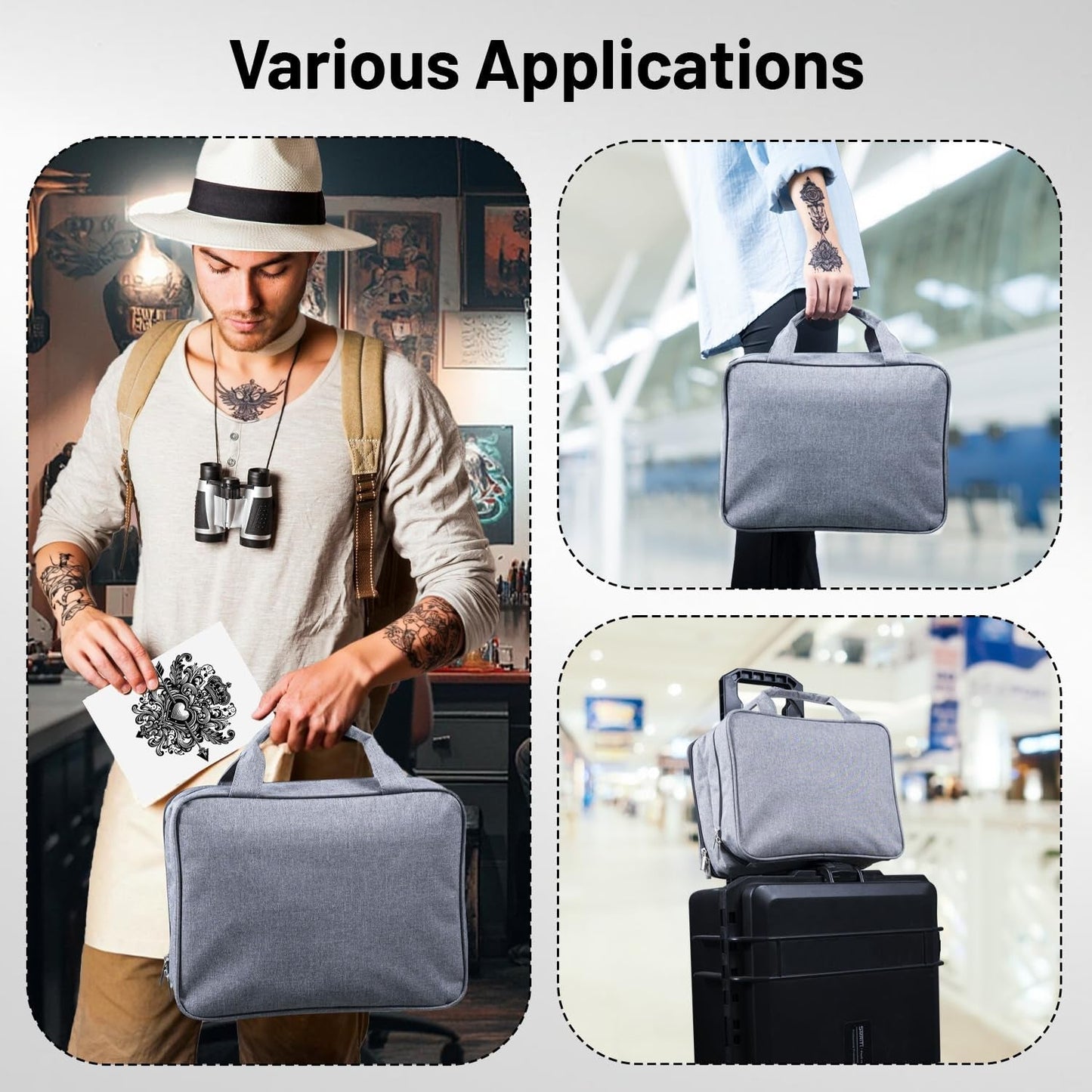 Phomemo Tattoo Bag - Tattoo Travel Case and Carrying Bag for Stencil Printer and Equipment, Compatible with Phomemo M08F / TP81 / TP31 Thermal Printer, Grey (BAG ONLY)