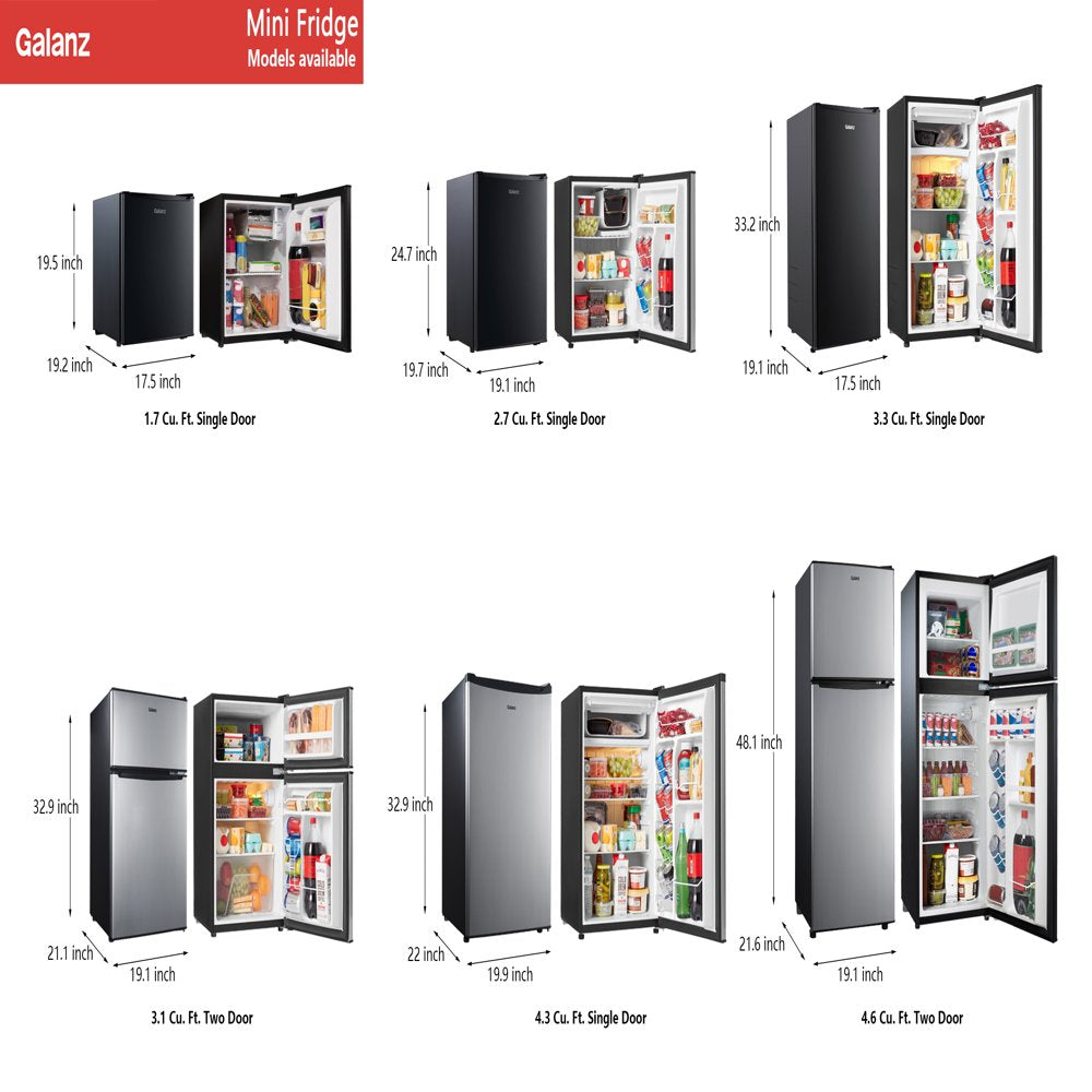 4.6. Cu Ft Two Door Mini Refrigerator with Freezer, Stainless Steel