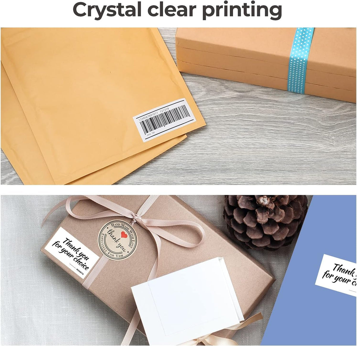 MUNBYN 2.25"X1.25" Thermal Sticker Labels, Self-Adhesive Barcode Label Paper for Direct Thermal Printer and Business, Multi-Purpose Rectangle Address Shipping Mailing Stickers,4000 Sheets/4 Rolls