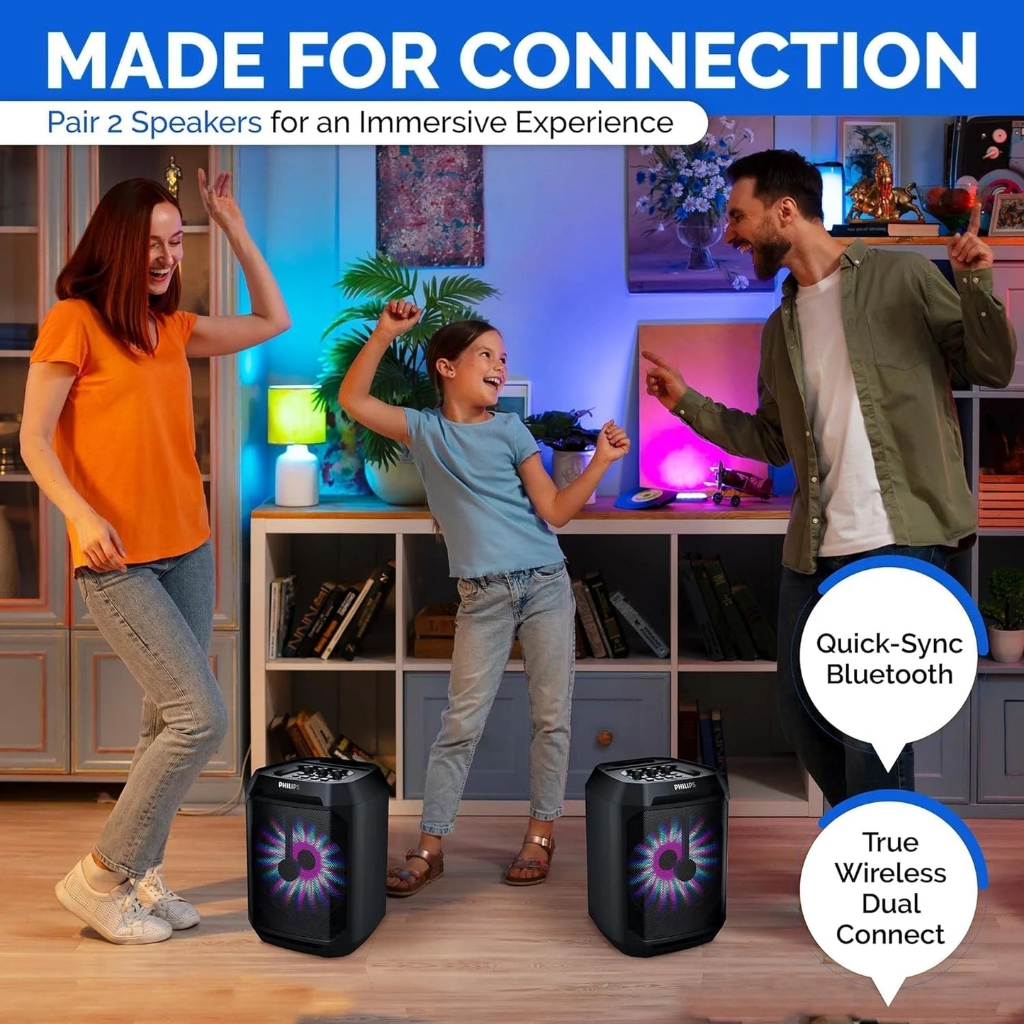 Portable Bluetooth Party Speaker with 8-Inch Woofer and Dynamic Bass Boost, 30W, 7Hrs Play Time, USB-C, Black
