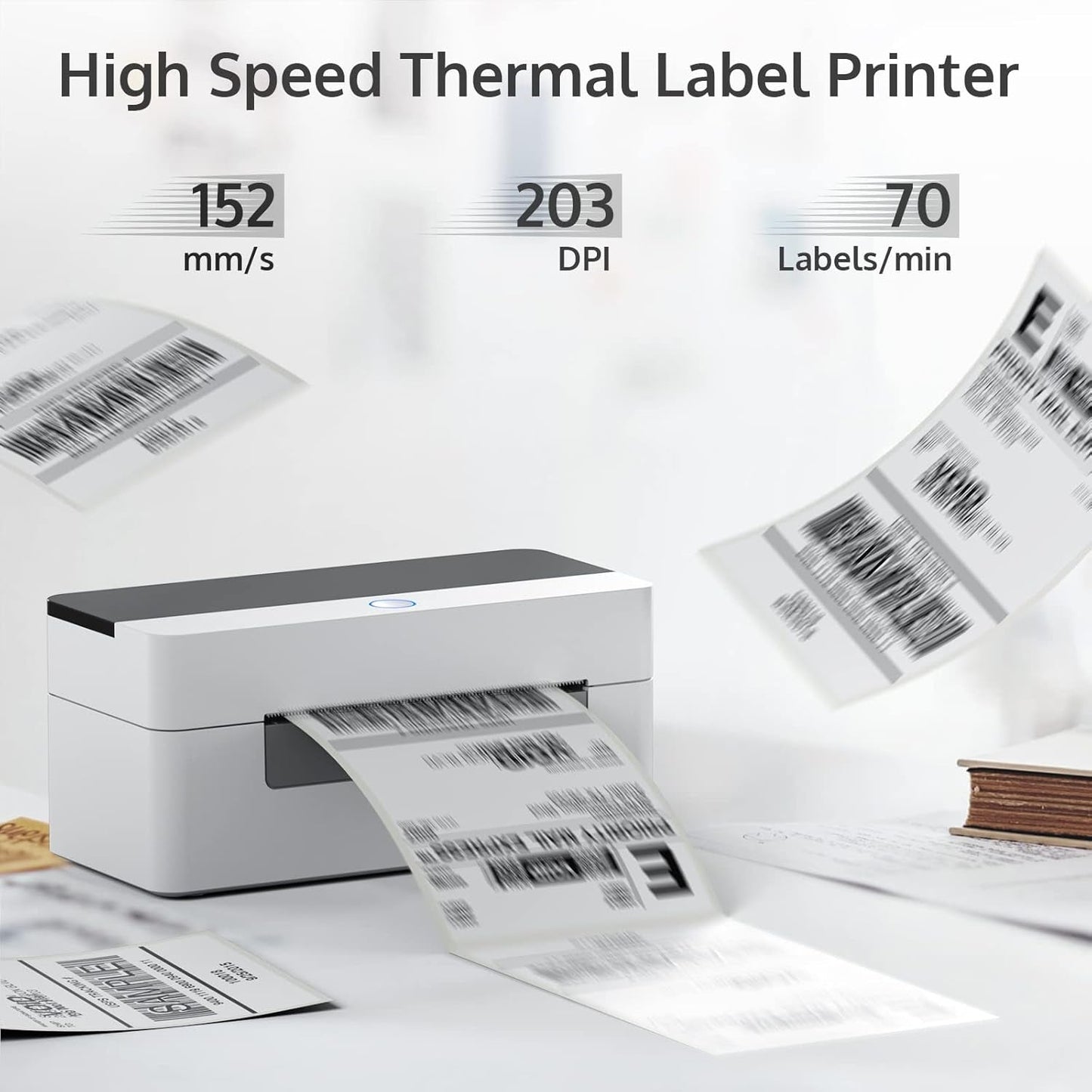 OFFNOVA USB Shipping Label Printer, 4X6 Label Printer for Shipping Packages, High Speed Thermal Printer, Supports Shipstation UPS Fedex Ebay