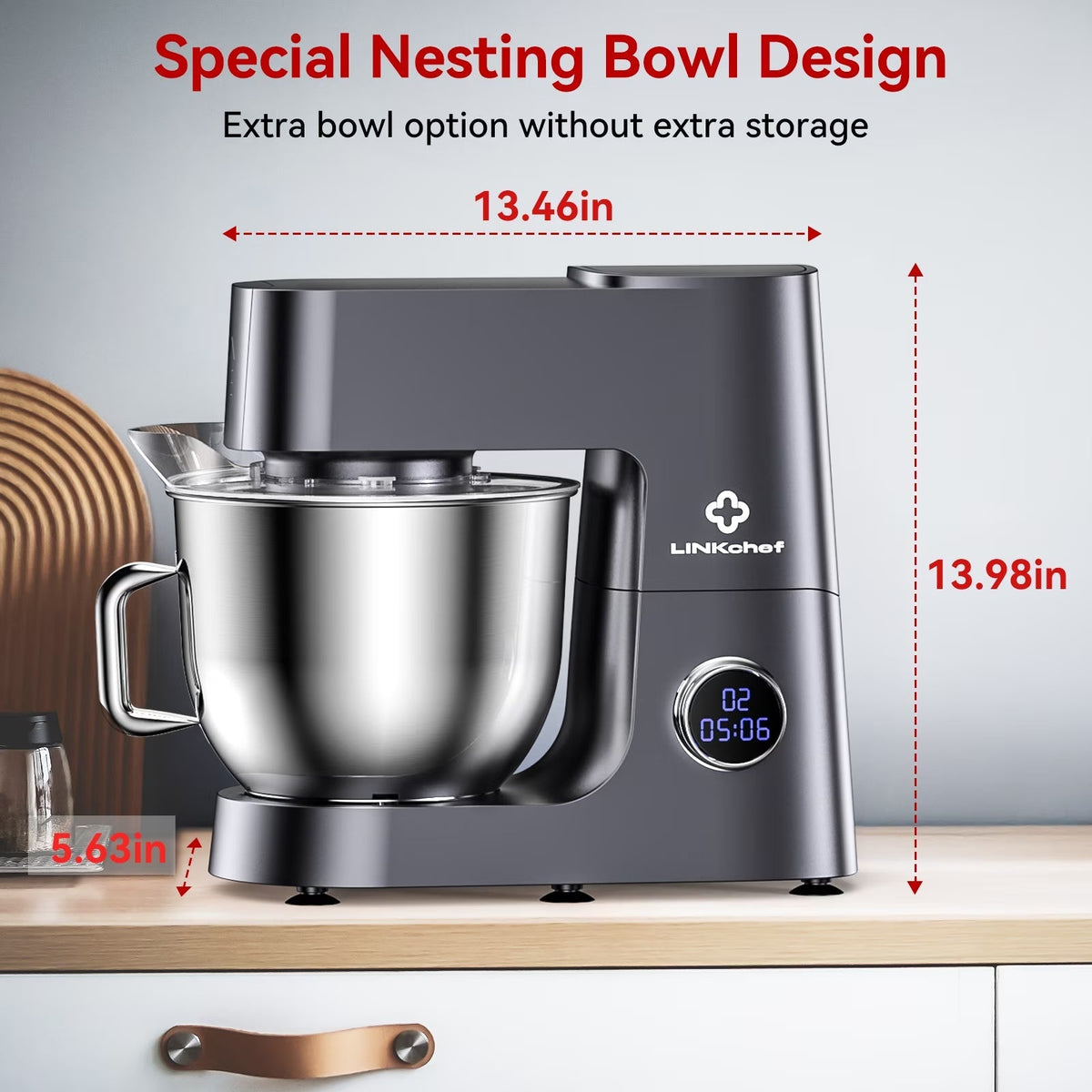 7.5 QT Stand Mixer, 800W 12-Speed Tilt-Head Food Mixer, Kitchen Electric Mixer with Dough Hook, Wire Whip & Beater