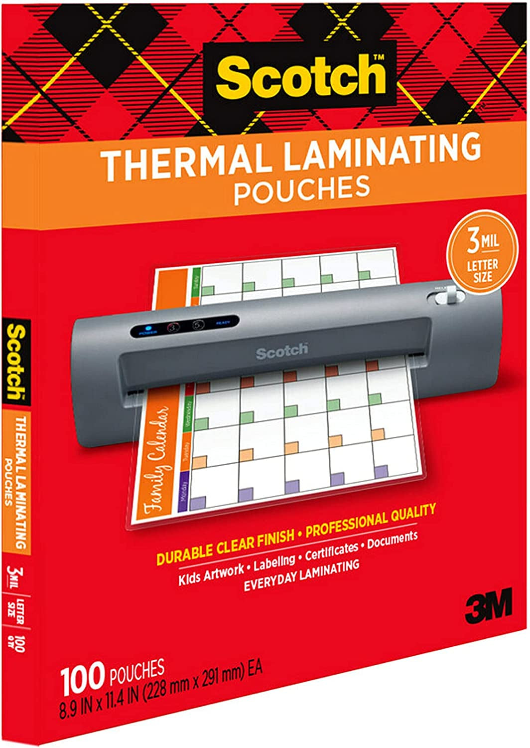 Scotch PRO Thermal Laminator and Pouch Bundle, 2 Roller System, Never Jam Technology Automatically Prevents Misfed Items (TL906) with 100-Pack Scotch Thermal Laminating Pouches