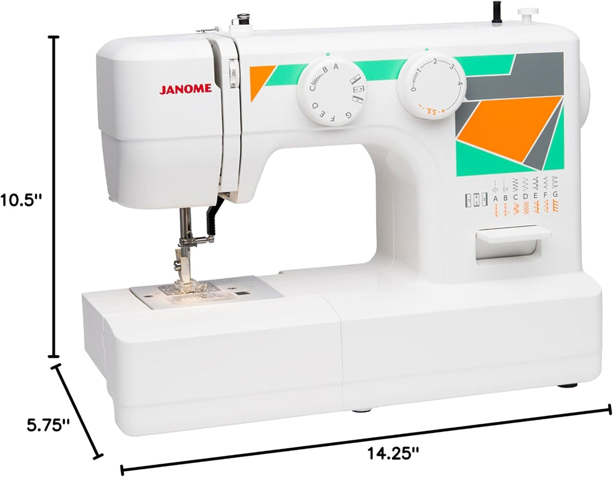 Janome MOD-15 Easy-To-Use Sewing Machine with 15 Stitches, Adjustable Stitch Length and 5-Piece Feed Dogs