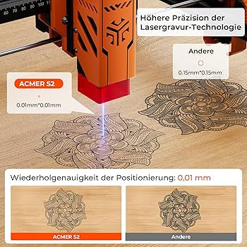 ACMER S2 7000mW Laser Engraver, 48W Output Lazer Engraving Machine for Tumbler, 0.01mm Precision, 300x300mm Engraving Area, 10000mm/min Speed, for Wood, Metal, Leather, Acrylic, DIY & Education