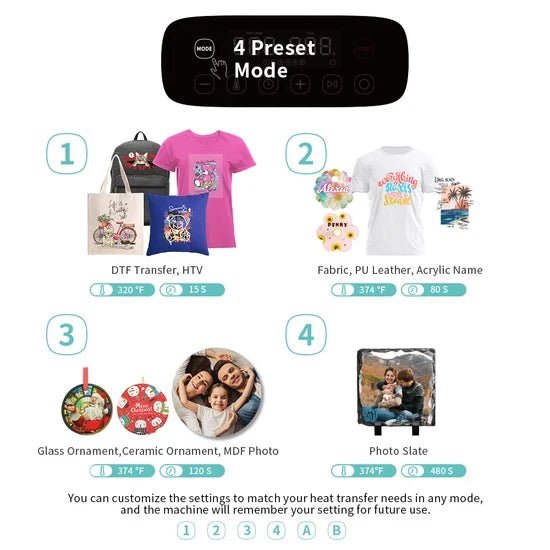 PYD AH15 AUTO Heat Press 15x15 Inch Flat T Shirt Heat Press Machine for Heat Transfer Christmas Ornaments Tote Bag DTF HTV Vinyl(Shipping from China)