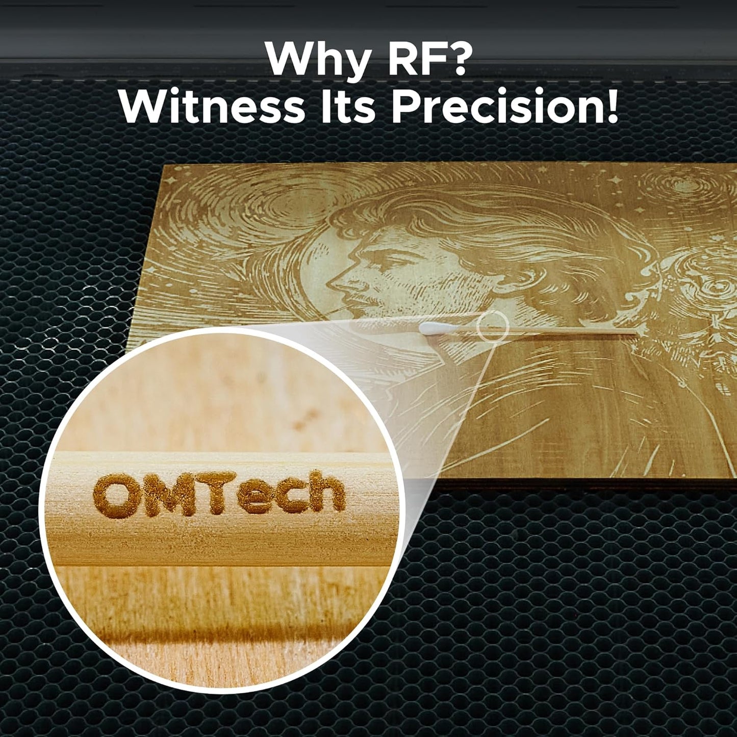 Omtech Pro Quantum 60W RF CO2 Laser Engraver & Cutter, 4200Mm/S Speed, 0.07Mm Precision, Dual Air Assist, Dust Extraction Fan, Lightburn Compatible, 39.4" X 23.6" Work Area, 20,000+ Hour Lifespan