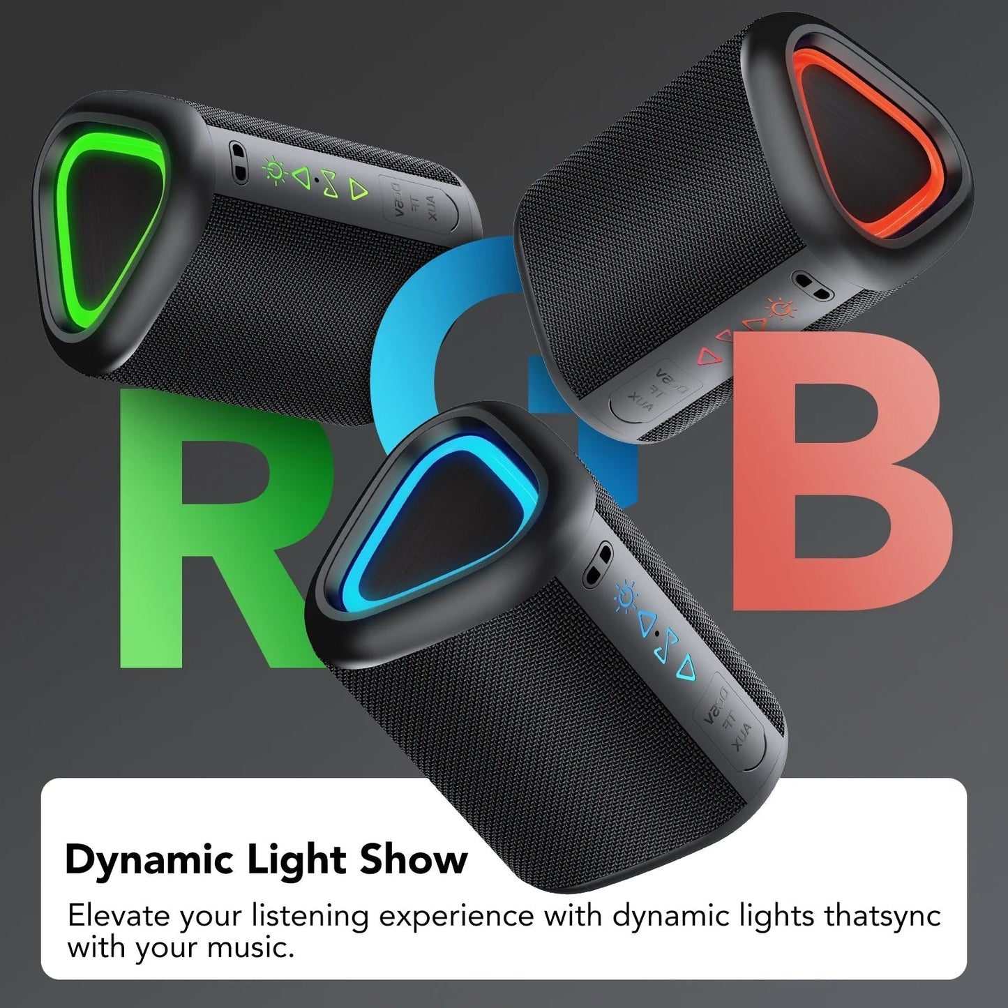 Portable Bluetooth Speaker with Lights, Powerful Crystal Clear Sound, IPX7 Waterproof, All Day Playtime, Aux&Tf-Card Input, Bluetooth 5.4, TWS Paring, Small Wireless Speaker for Outdoor, Gift Ideas