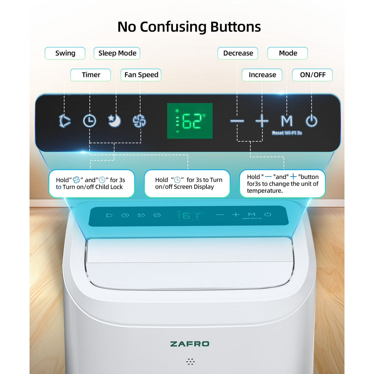 Portable Air Conditioners 6000 BTU, Portable Ac Units for Bedroom with Fan & Dehumidifier, 24H Timer with App/Remote/Timer/Led Display