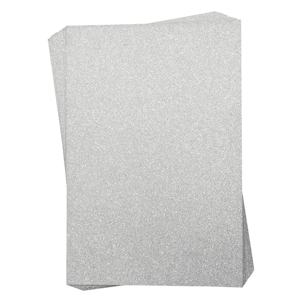 24 Sheets Silver Glitter Cardstock Paper for Scrapbooking, Arts, DIY Sparkle Crafts, 250Gsm, Double-Sided (8 X 12 In)