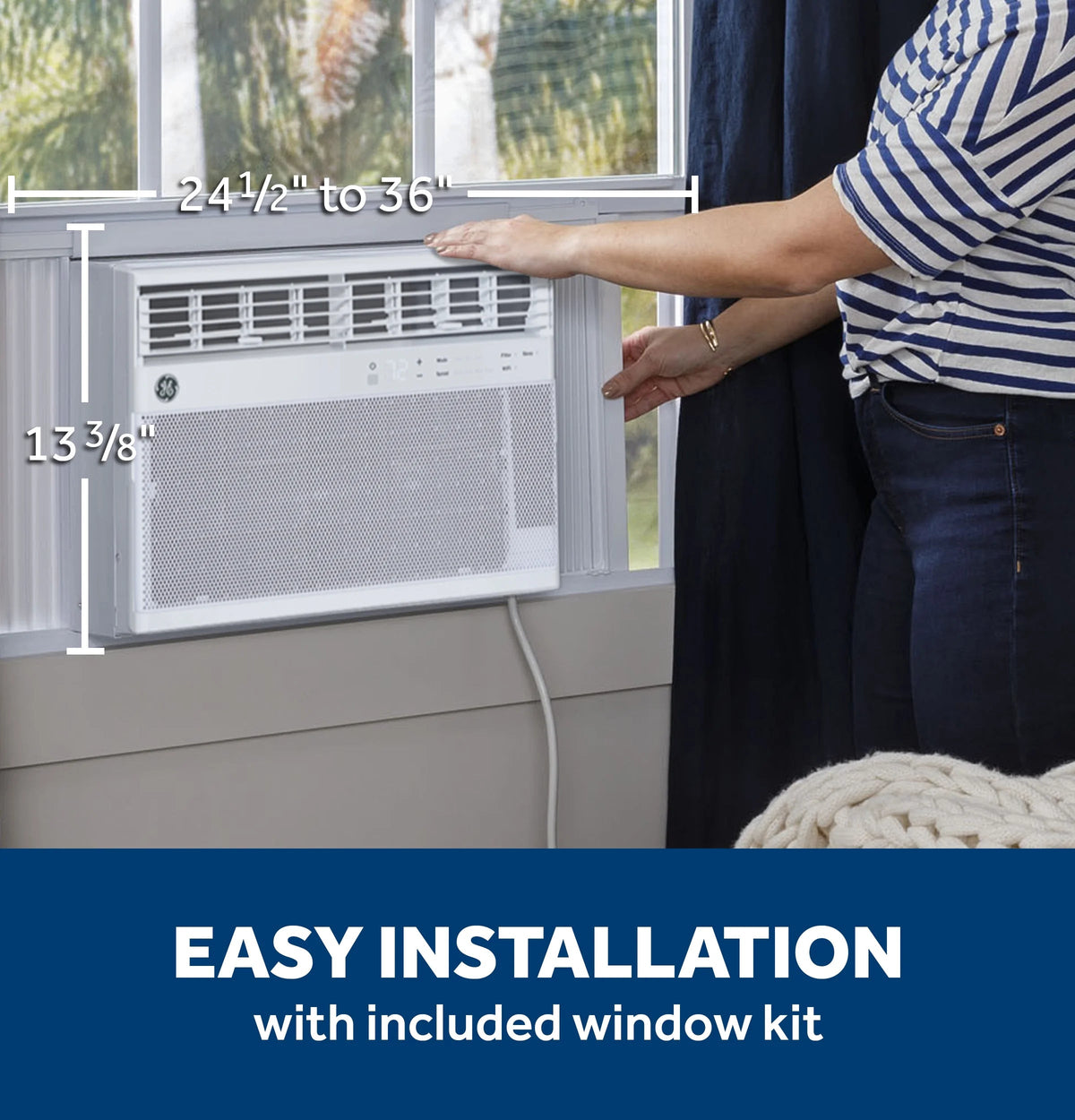 GE 8,000 BTU, 115V Smart Electronic Window Air Conditioner with Remote, Covers up to 350 Sq. Ft., with Wifi