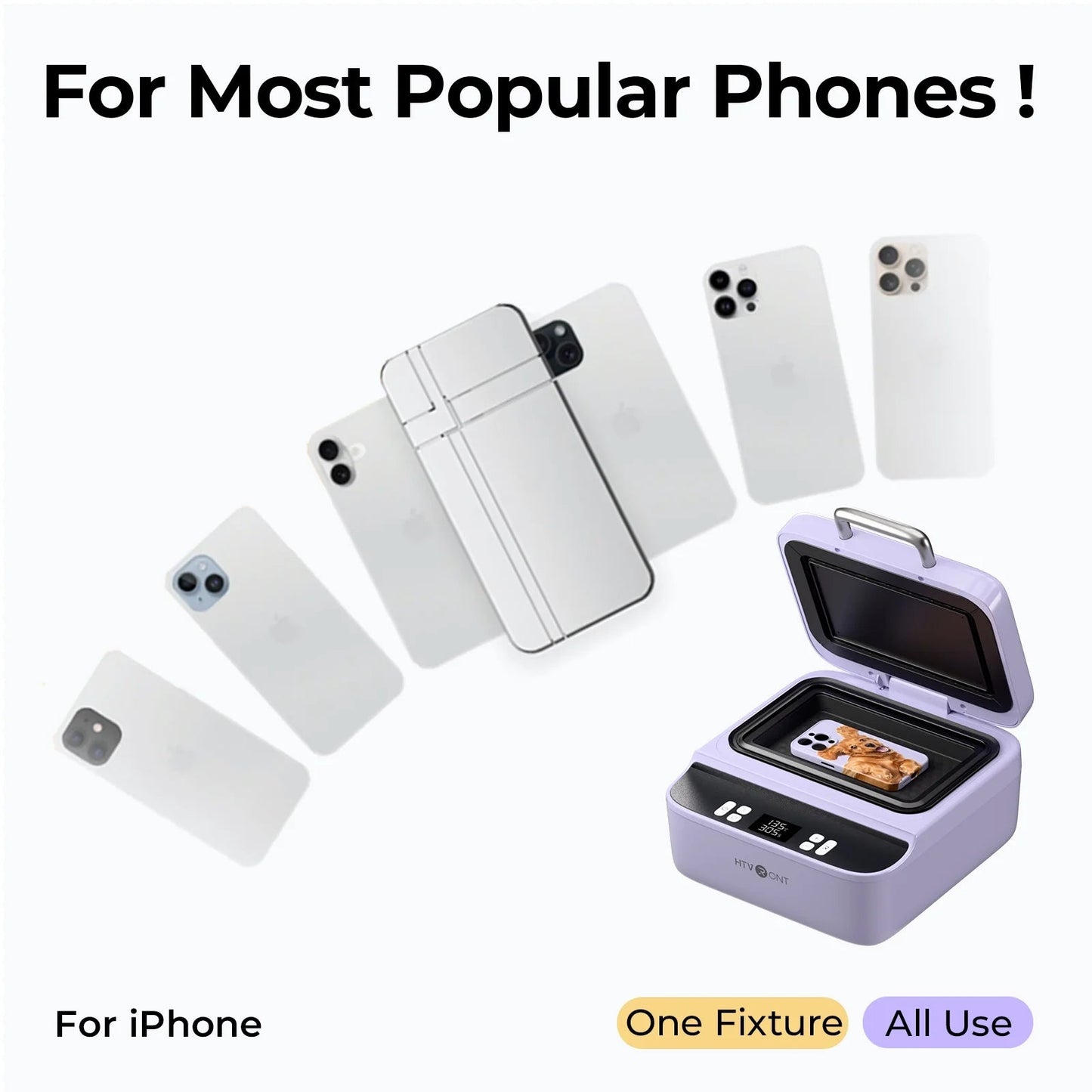 HTVRONT H17 Phone Cases Heat Press - Automatic Vacuum Heat Press Machine for Phone Cases- Sublimation Press for Custom Phone Case, Badges, Coasters(Compatible with Iphone),White