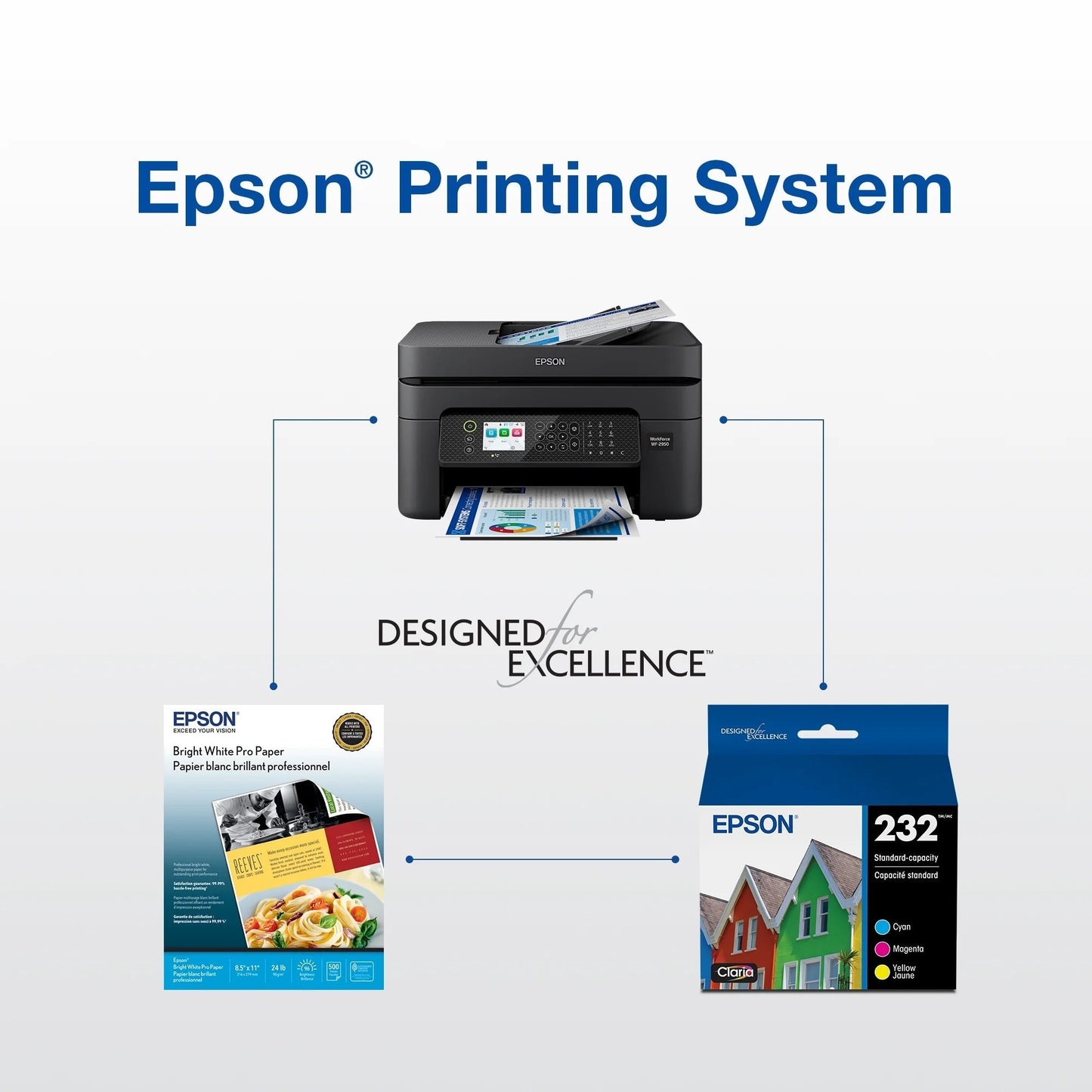 232 Claria Ink Standard Capacity Color Combo Pack (T232520-S) Works with Workforce WF-2930, WF-2950, Expression XP-4200, XP-4205