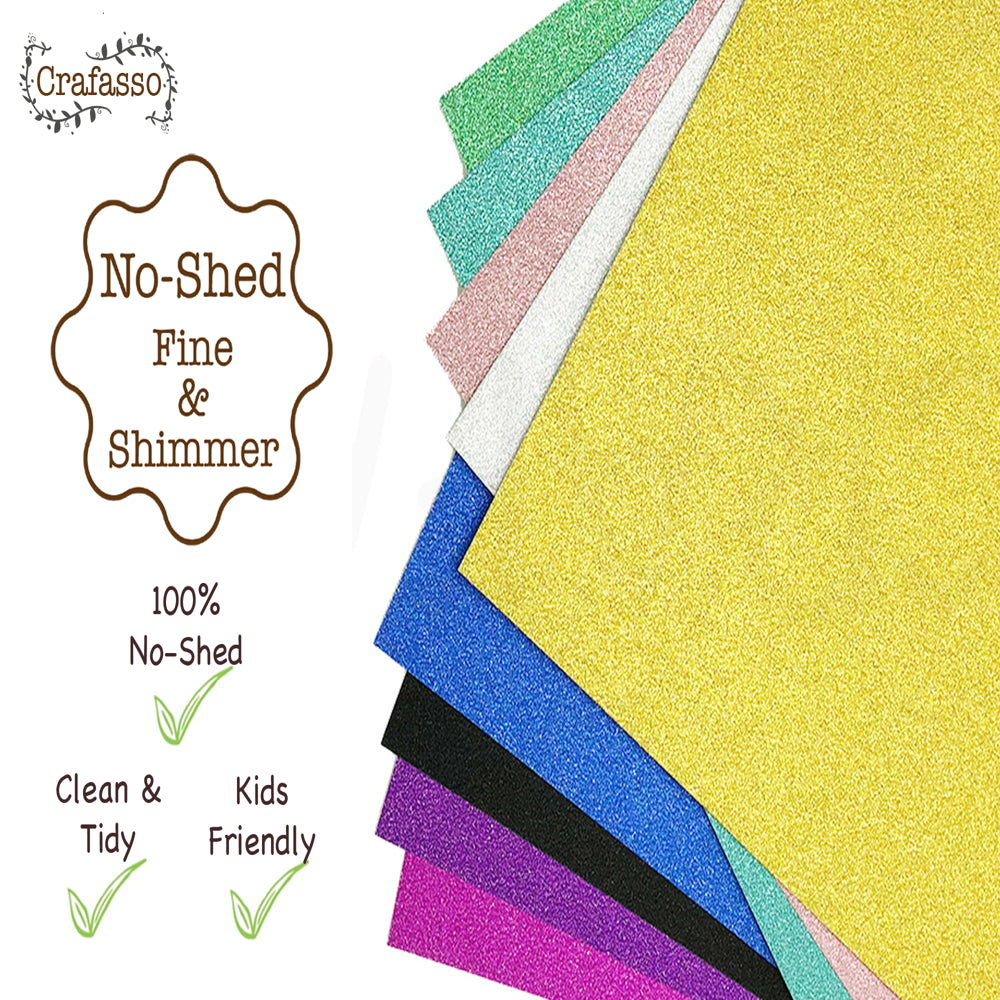 No-Shed Shimmer Glitter Cardstock, 12" X 12" 300Gms, 15 Sheets, Light Blue