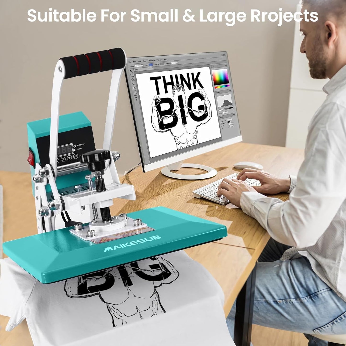 12X10 Inch Heat Press Machine for T Shirts Digital Industrial Sublimation Printer for Heat Transfer Vinyl Intelligent Green Press Machine for HTV Heat Transfer Projects