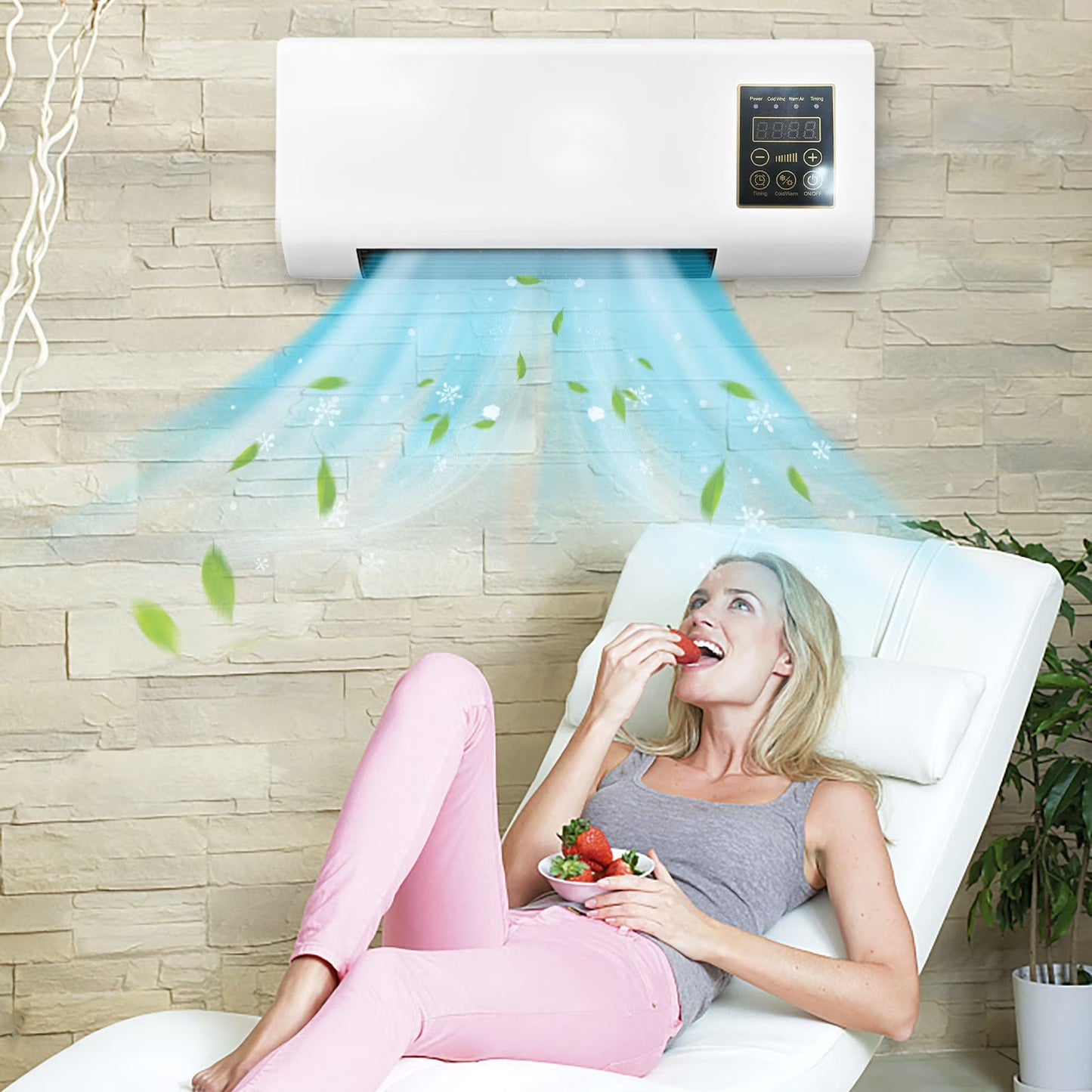 14000 BTU Ductless Portable Air Conditioners No Windows Needed, Wall Air Conditioner with Heaters, Split Ac Heating System, Fast Heating