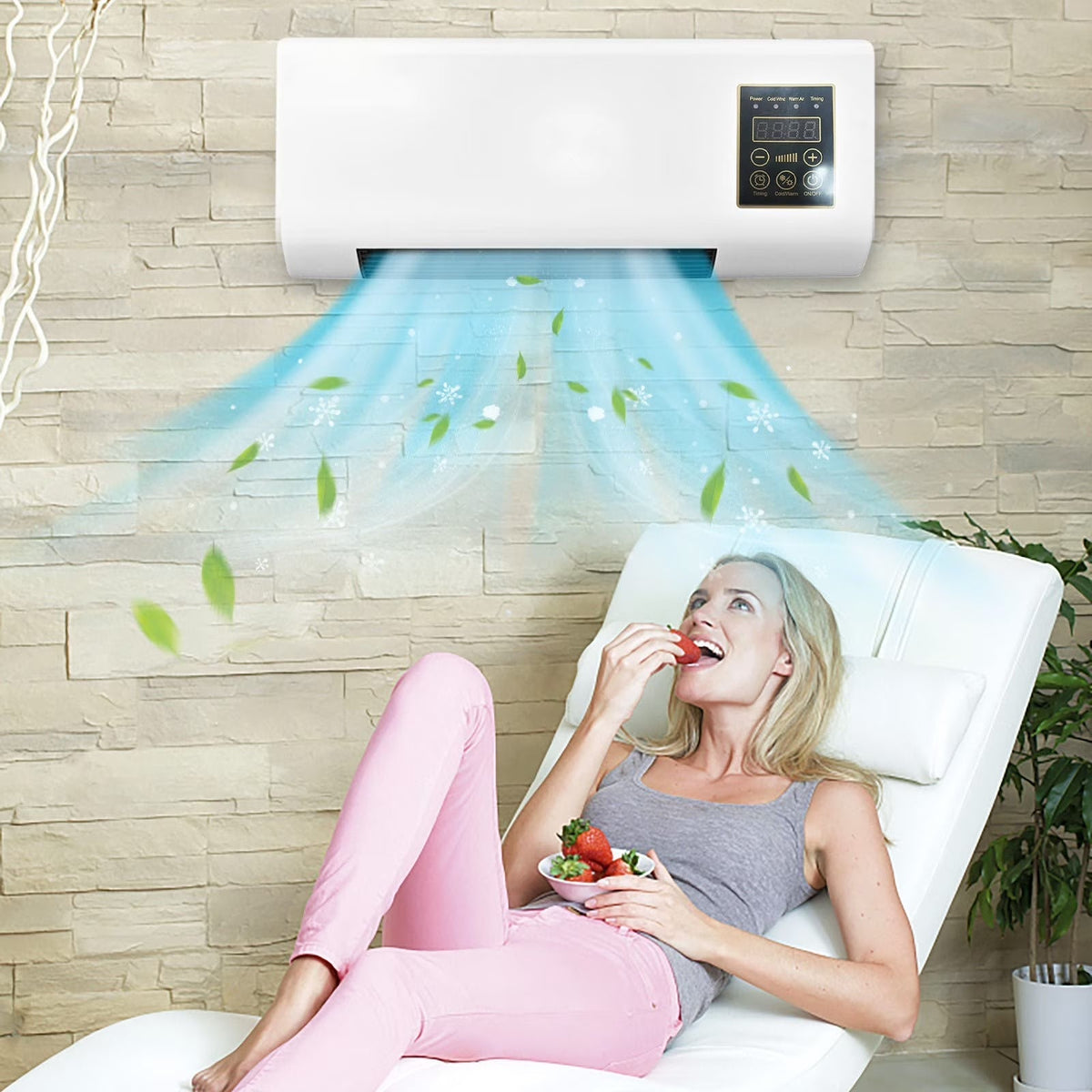 14000 BTU Ductless Portable Air Conditioners No Windows Needed, Wall Air Conditioner with Heaters, Split Ac Heating System, Fast Heating