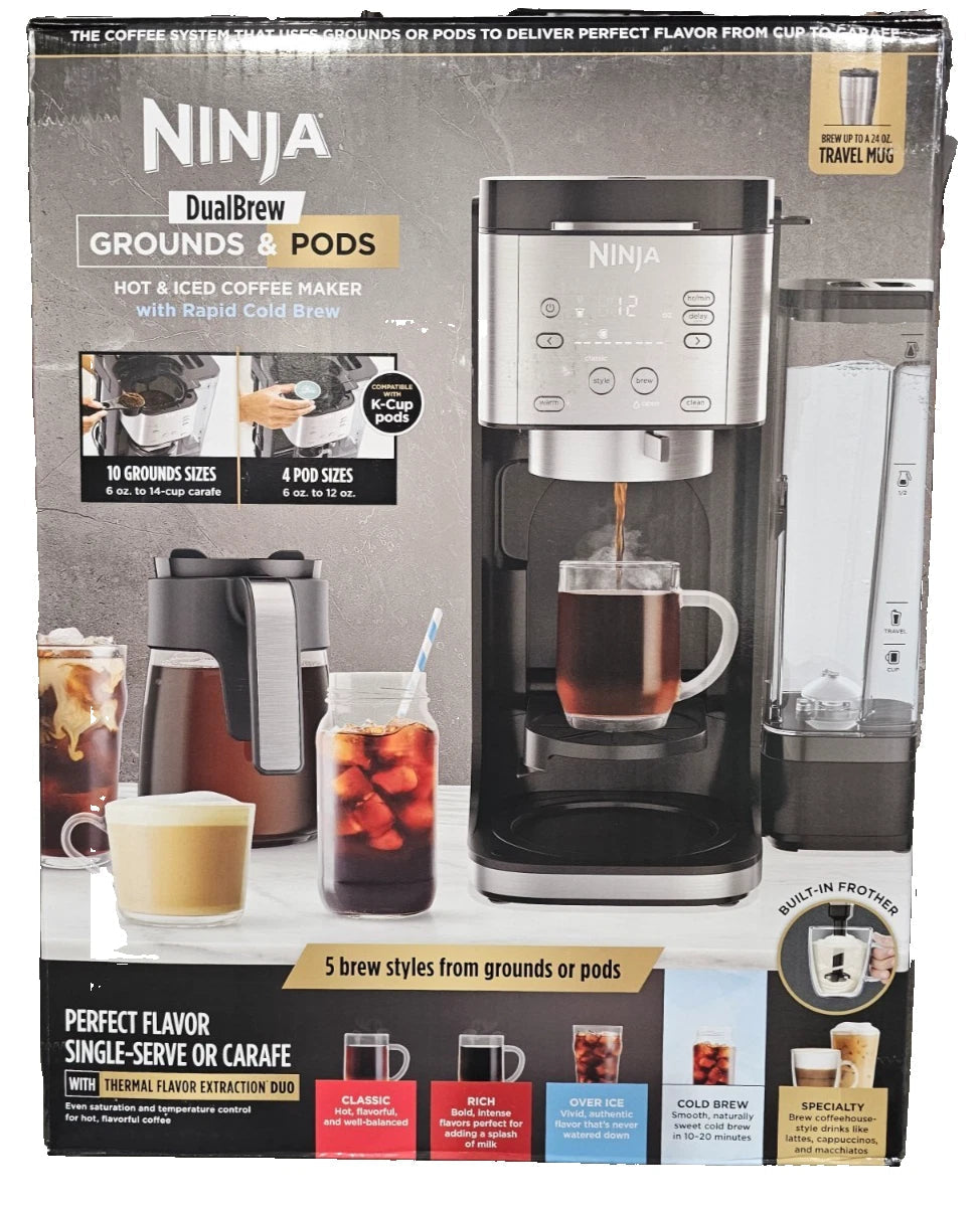 Dualbrew Coffee Maker Grounds & Pods Hot & Iced, Rapid Cold Brew