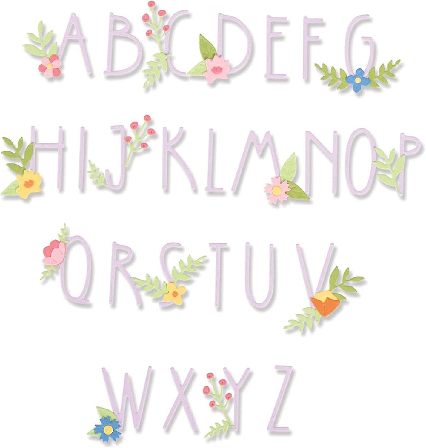 Sizzix Thinlits Dies by Alexis Trimble 66/Pkg-Floral Alphabet