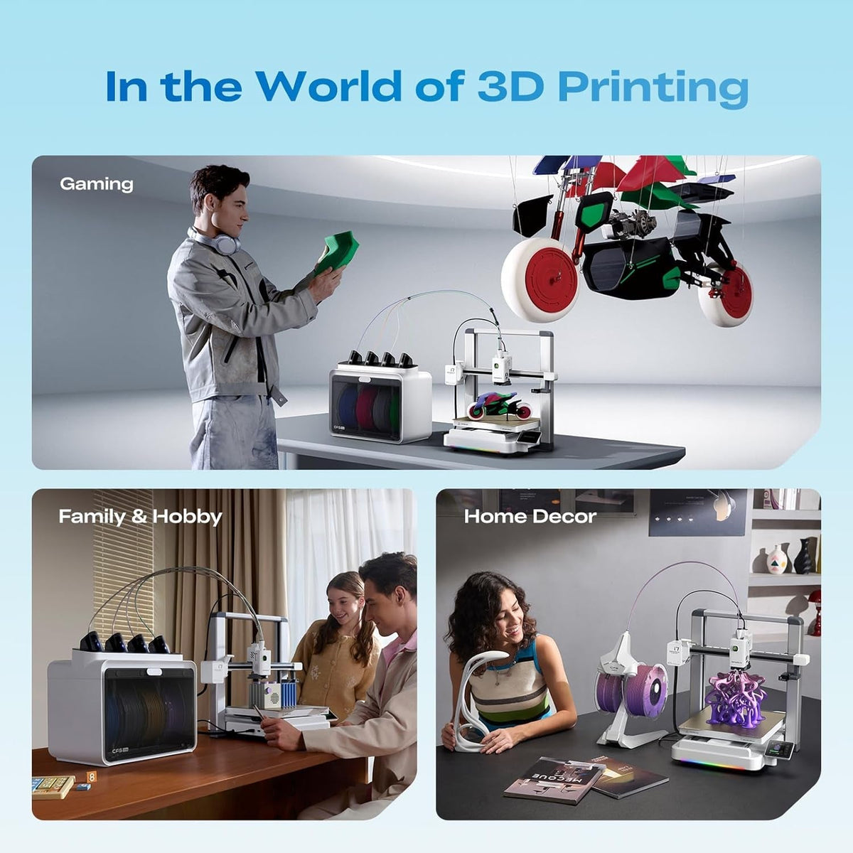 Creality SPARKX I7 Combo 3D Printer,Multi-Color 3D Printer with AI Camera, Auto Leveling, Auto Filament Feeding, Direct Drive Extruder, 260×260×255Mm Build Volume, Wifi Remote Monitoring