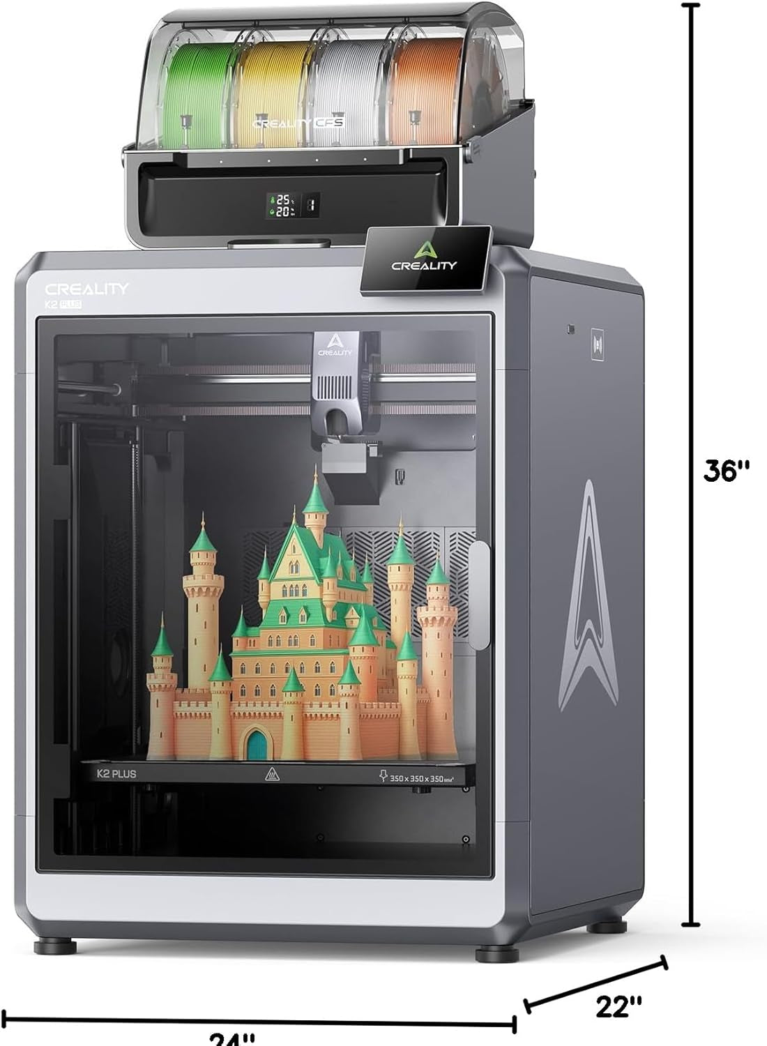 Creality K2 plus Combo 3D Printer, Multi Color Printing with New CFS 600Mm/S High-Speed Full Auto-Leveling Dual Al Camera Next-Gen Direct Drive Extruder Large Build Volume 13.78X13.78X13.78Inch