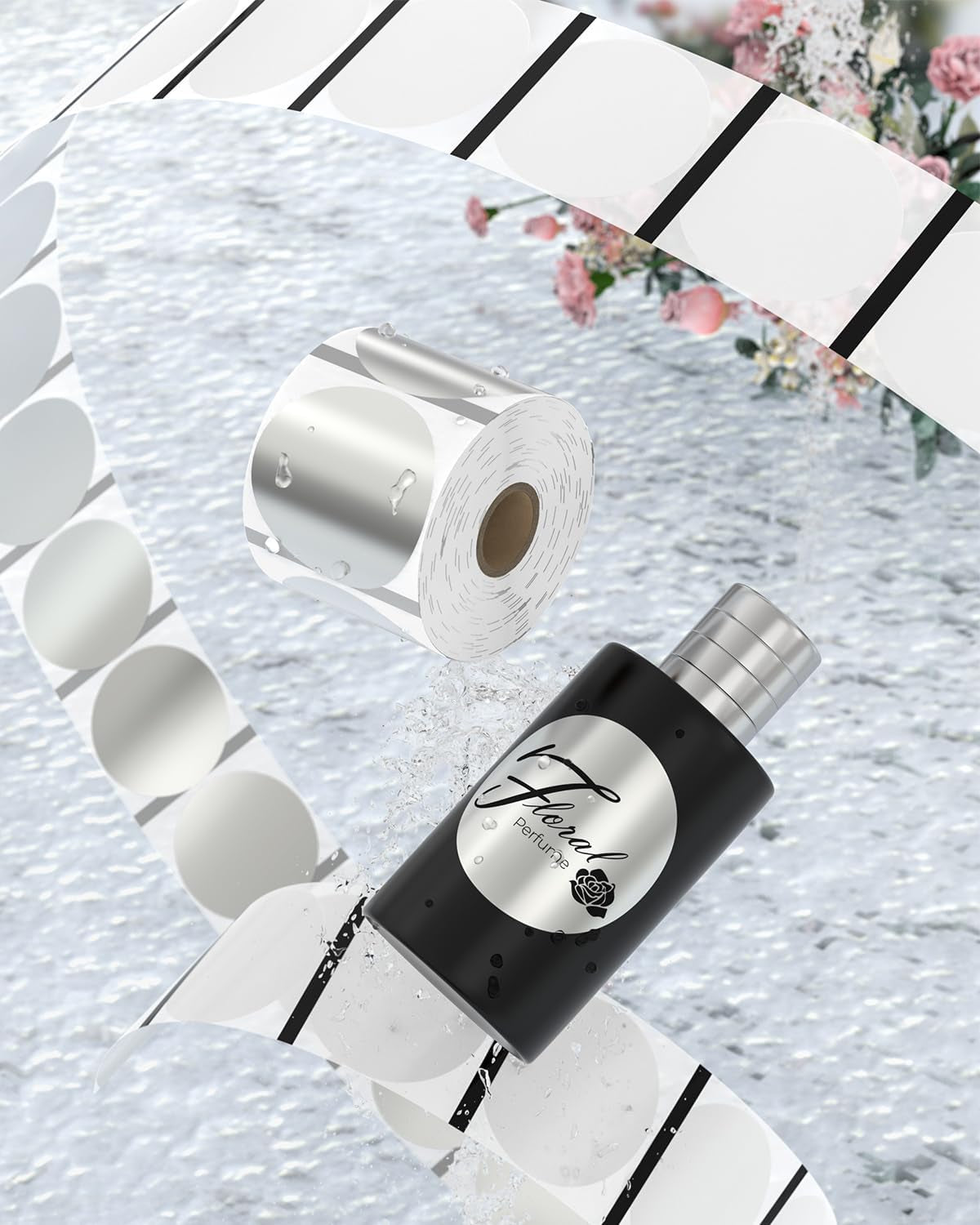 MUNBYN 2 Inch Circle Thermal Sticker Labels Silver, Self-Adhesive Direct round Thermal Printer Labels for DIY Logo Design, QR Code, 500 Sheets/Roll