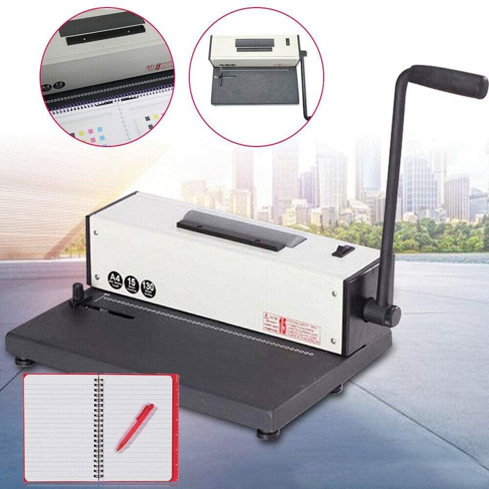 46 Hole Plastic Spiral Coil Insert Binding Machine Notebook Calendar Binder 110V