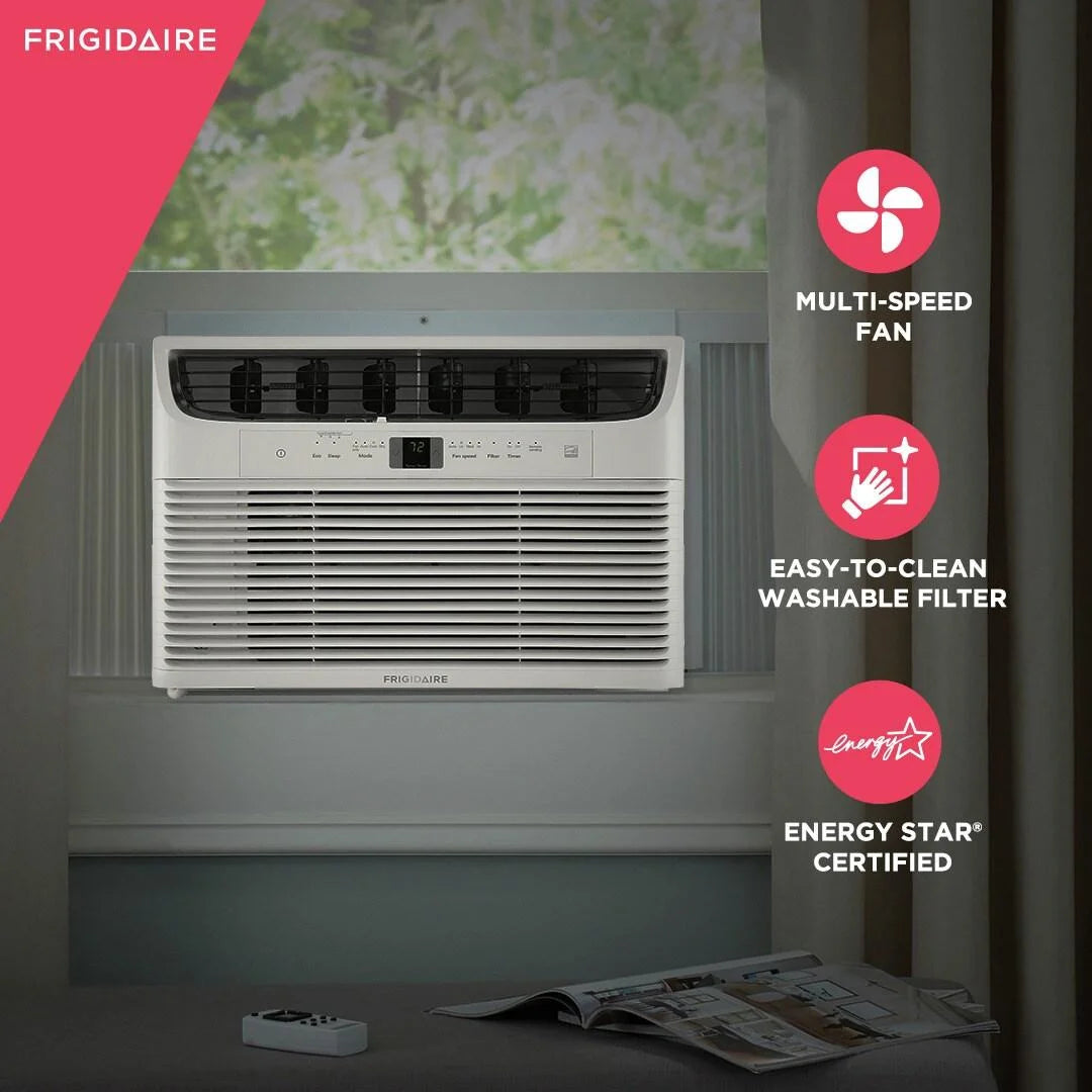 12,000 BTU Window-Mounted Air Conditioner, Programmable 24-Hour On/Off Timer, White