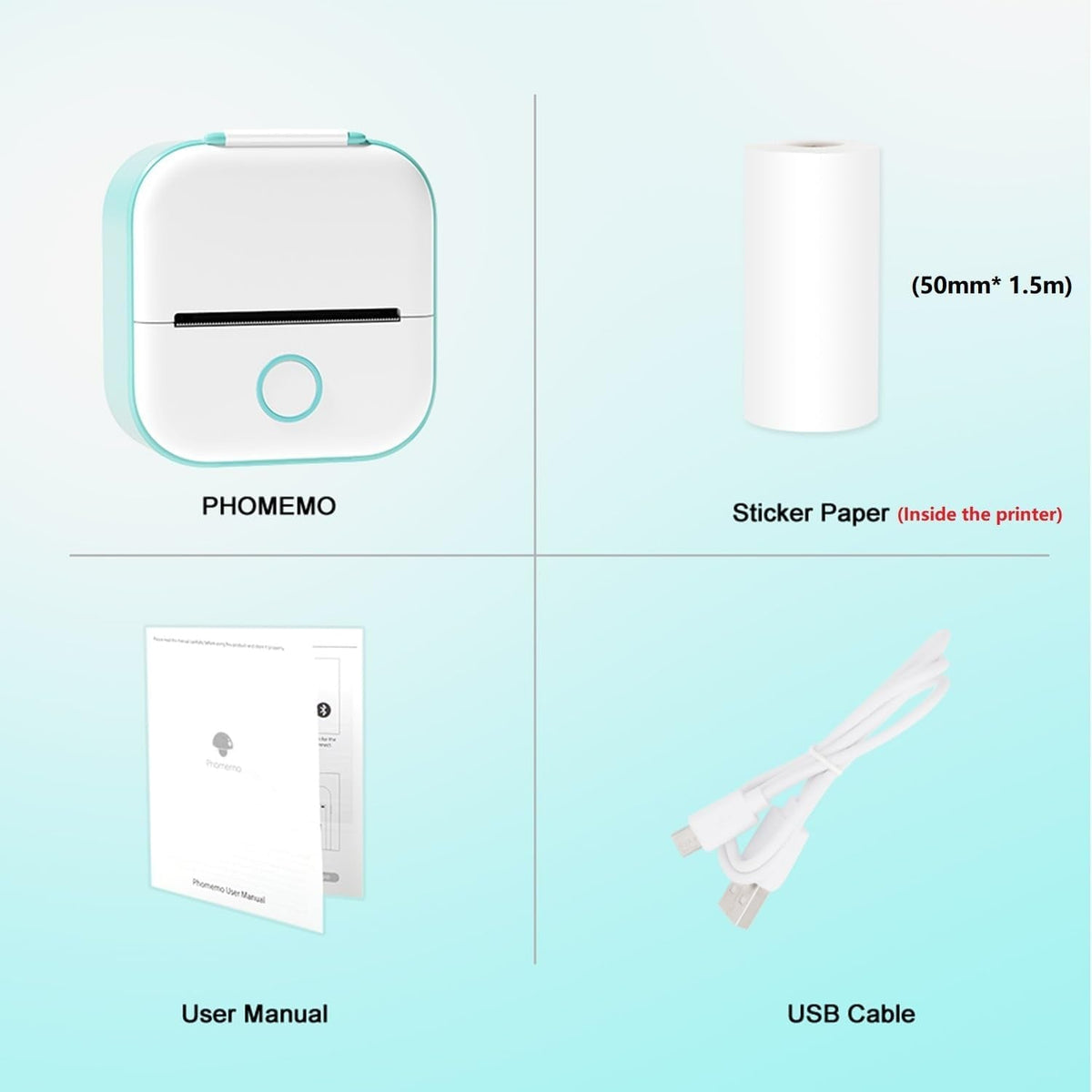 Phomemo Sticker Printer- T02 Print Pods Mini Sticker Printer Maker, Inkless Machine Portable, Bluetooth Thermal Pocket Photo Maker for Study Notes, Daily, Photos, DIY, Green