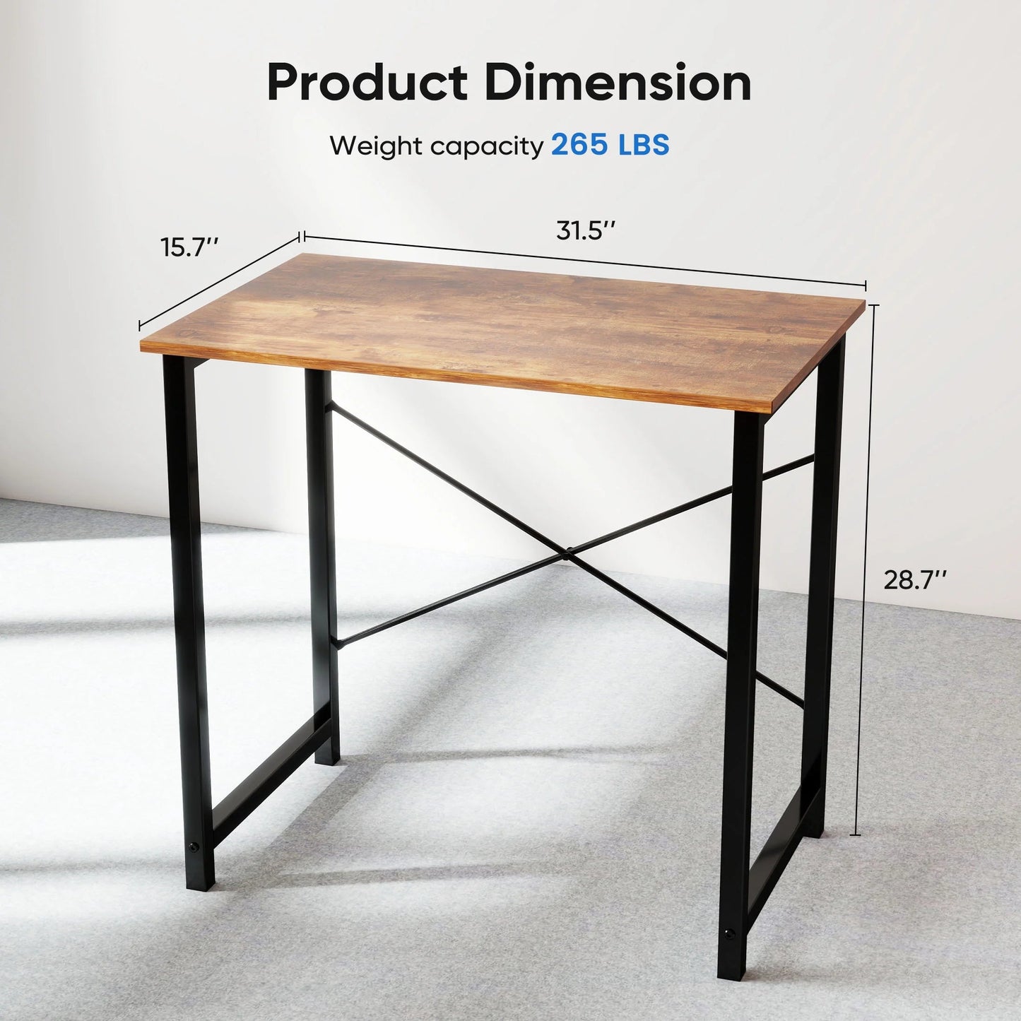 Adult Modern Simple Style with Storage Bag and Iron Hook Small Office Desk, Rust