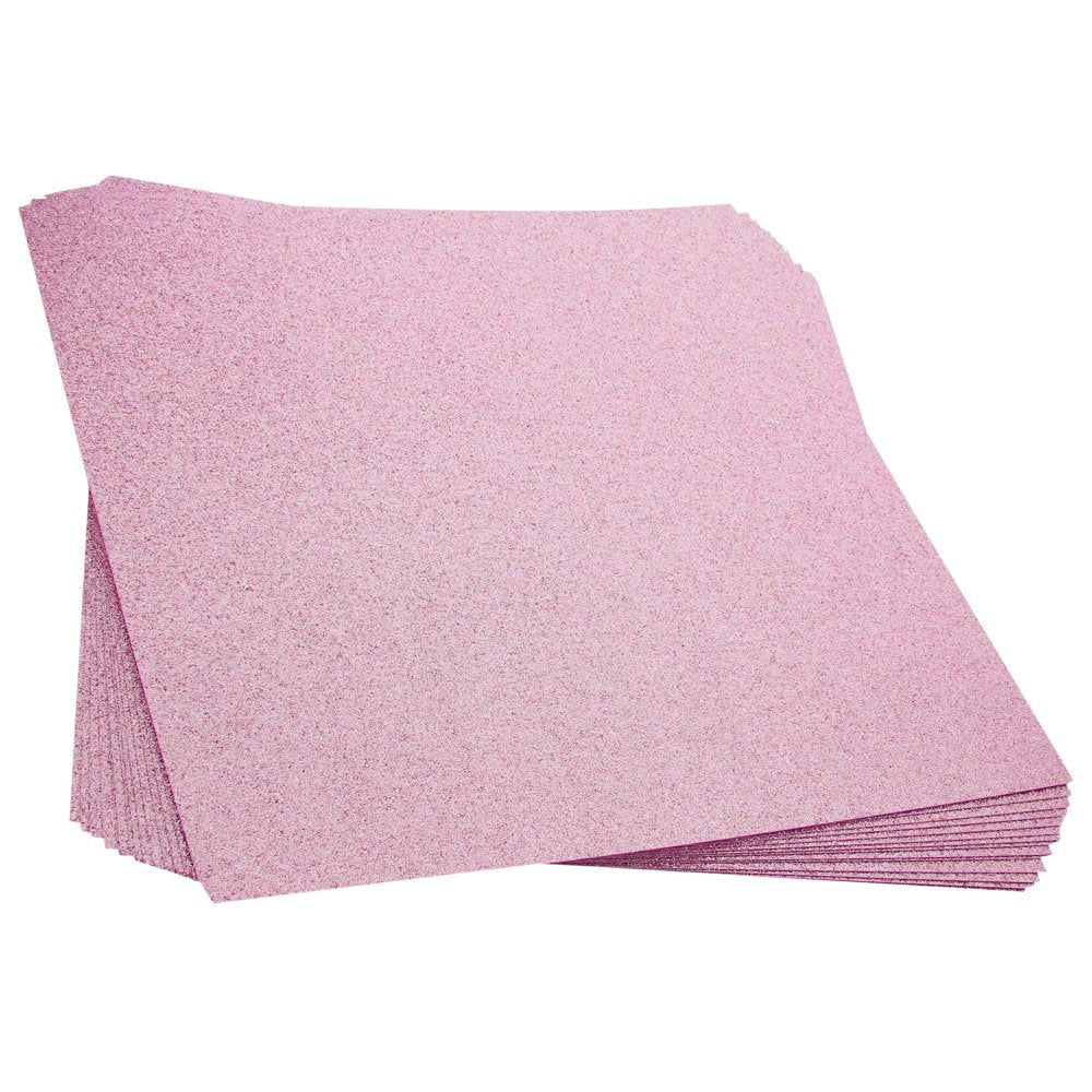 Glitter Cardstock Set - 15 Sheets of Rose Pink 12X12In Glitter Paper