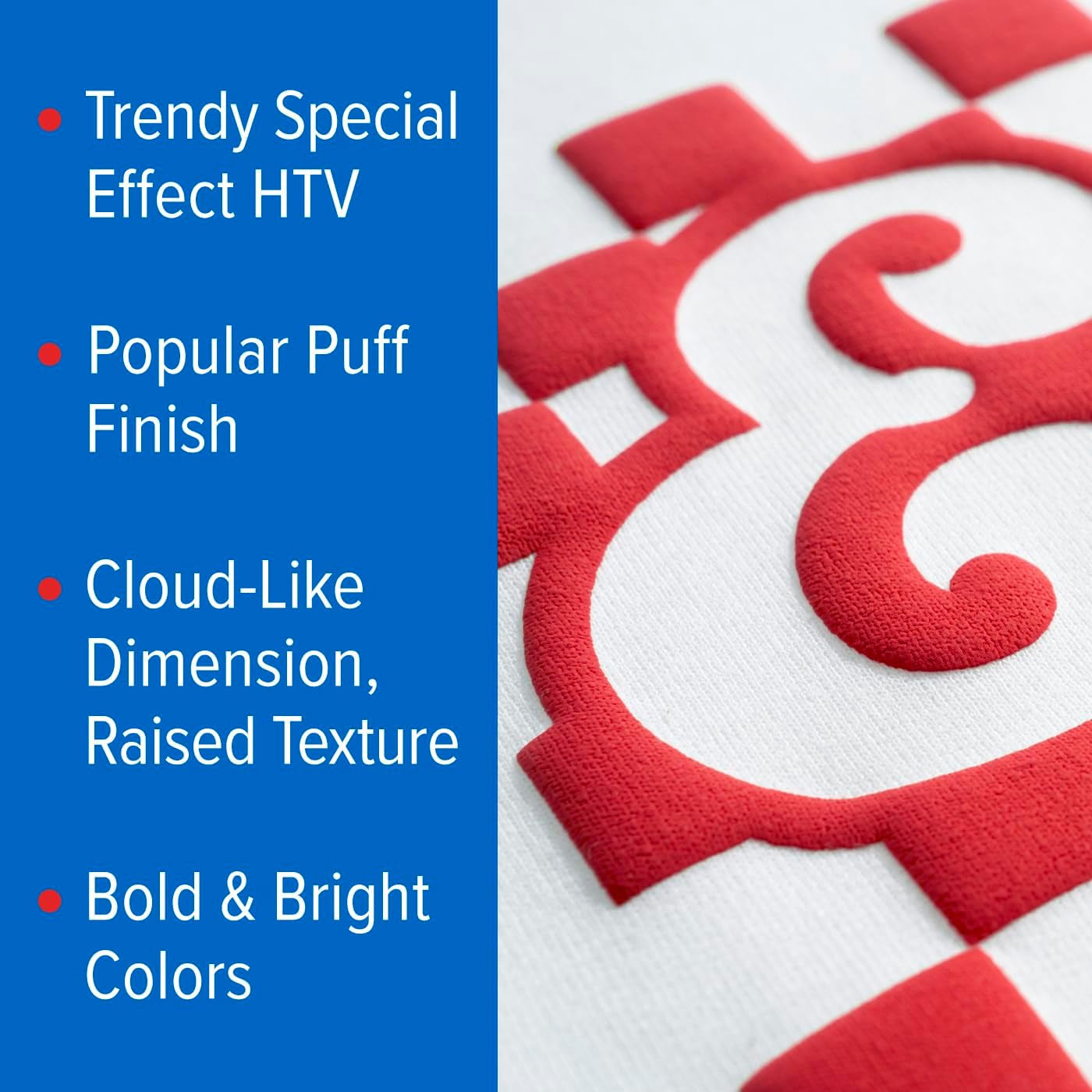Stahls’ Puff HTV, Cad-Cut Heat Transfer Vinyl, 12” X 18Ft, Soft Puff Touch, Bold Colors, Wide Selection, Lab Tested 25+ Washes, Vinyl Cutter Compatible, Laser Cutter Safe, Easy Apply – Red