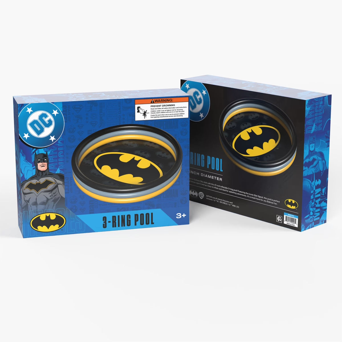 DC Comics 3-Ring Inflatable Swimming Pool, Portable Pool for Outdoor/Indoor Play, for Kids Ages 3+