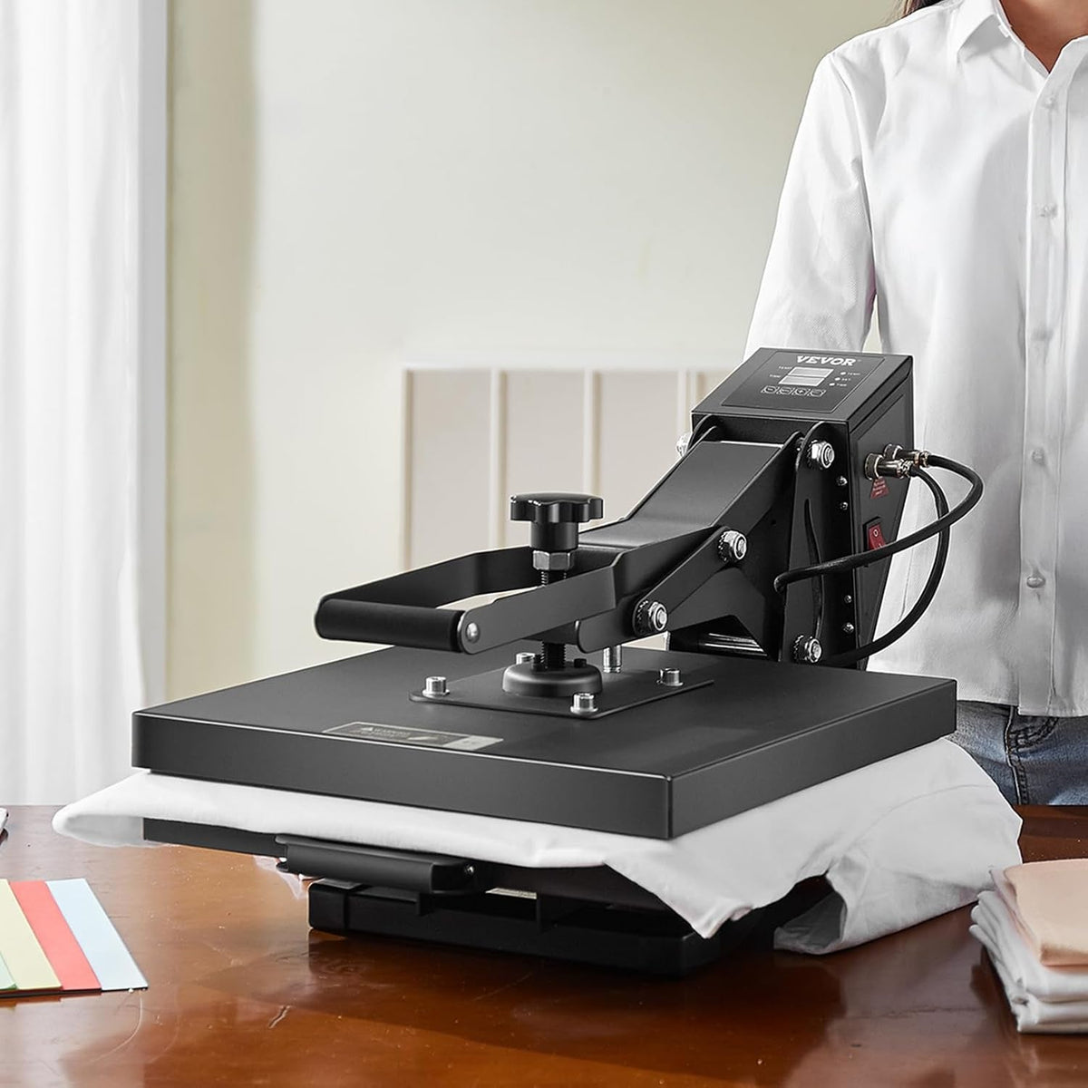 VEVOR Heat Press, 15X15 Power Heat Press Machine for T-Shirts, Fast Heating, High Pressure Digital Industrial Sublimation Printer for Heat Transfer Vinyl, Dark Black