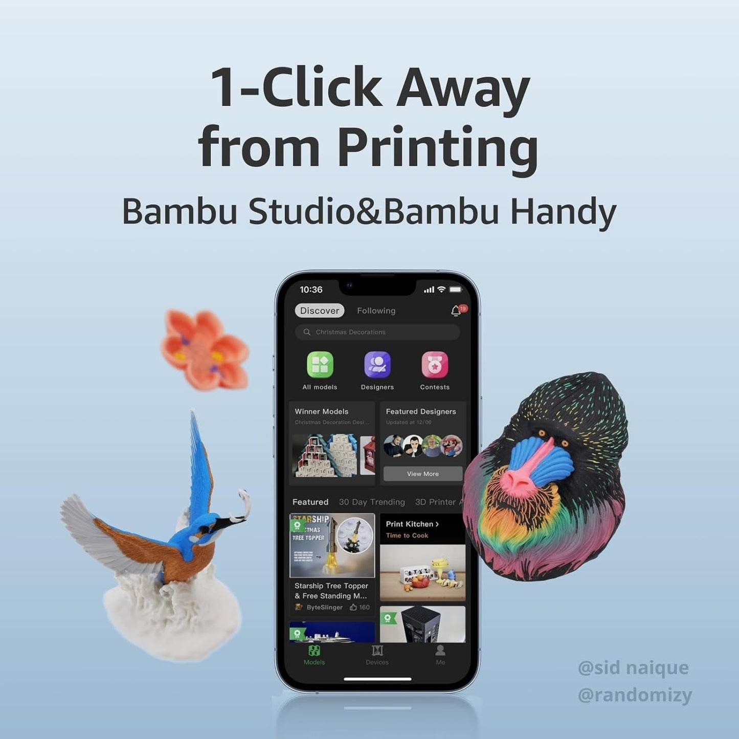 Bambu Lab A1 3D Printer, Support Multi-Color 3D Printing, High Speed & Precision, Full-Auto Calibration & Active Flow Rate Compensation, ≤48 Db Quiet FDM 3D Printers 256 * 256 * 256Mm³ Build Volume