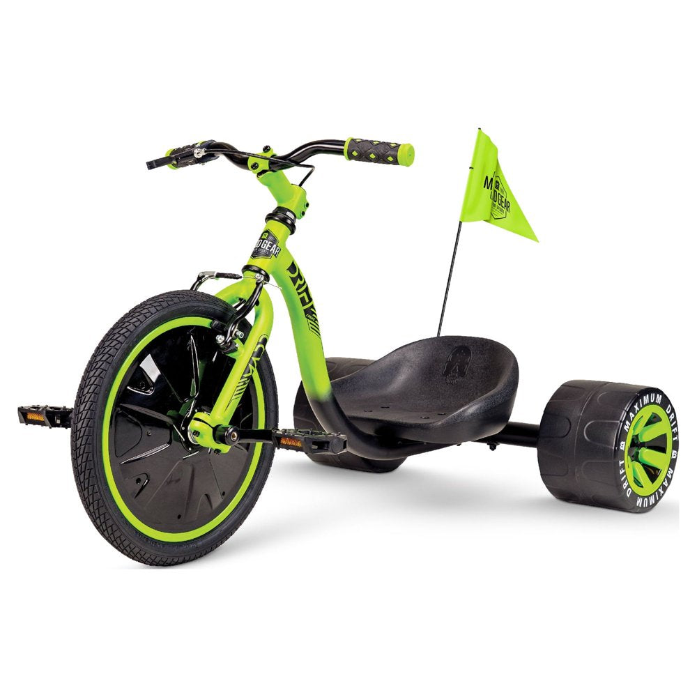 Drift Trike Strong Steel Frame Tricycle Adjustable Seat Black Green Machine 5 Years & Up
